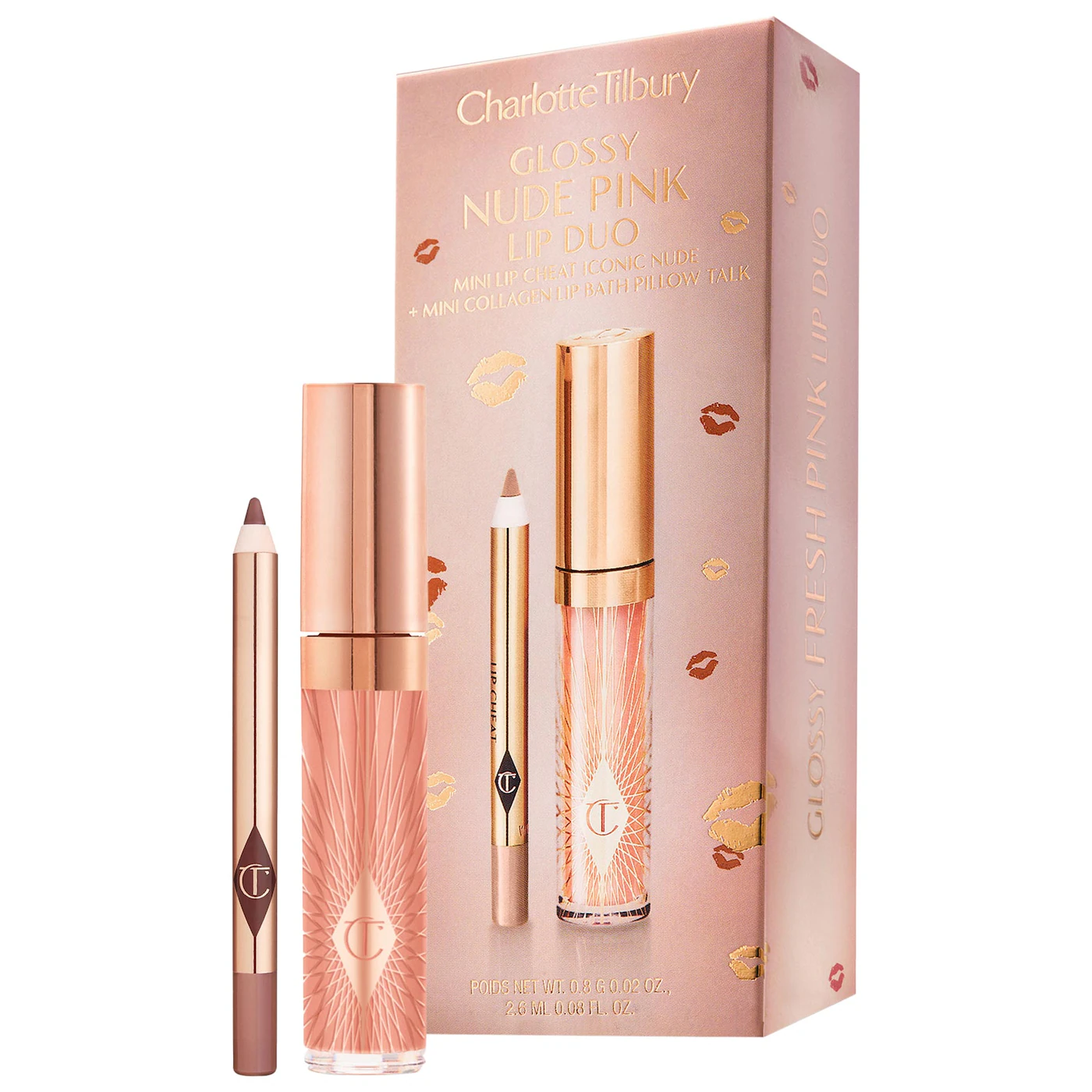 CHARLOTTE TILBURY MINI GLOSSY PINK LIP GLOSS + LIP LINER SET