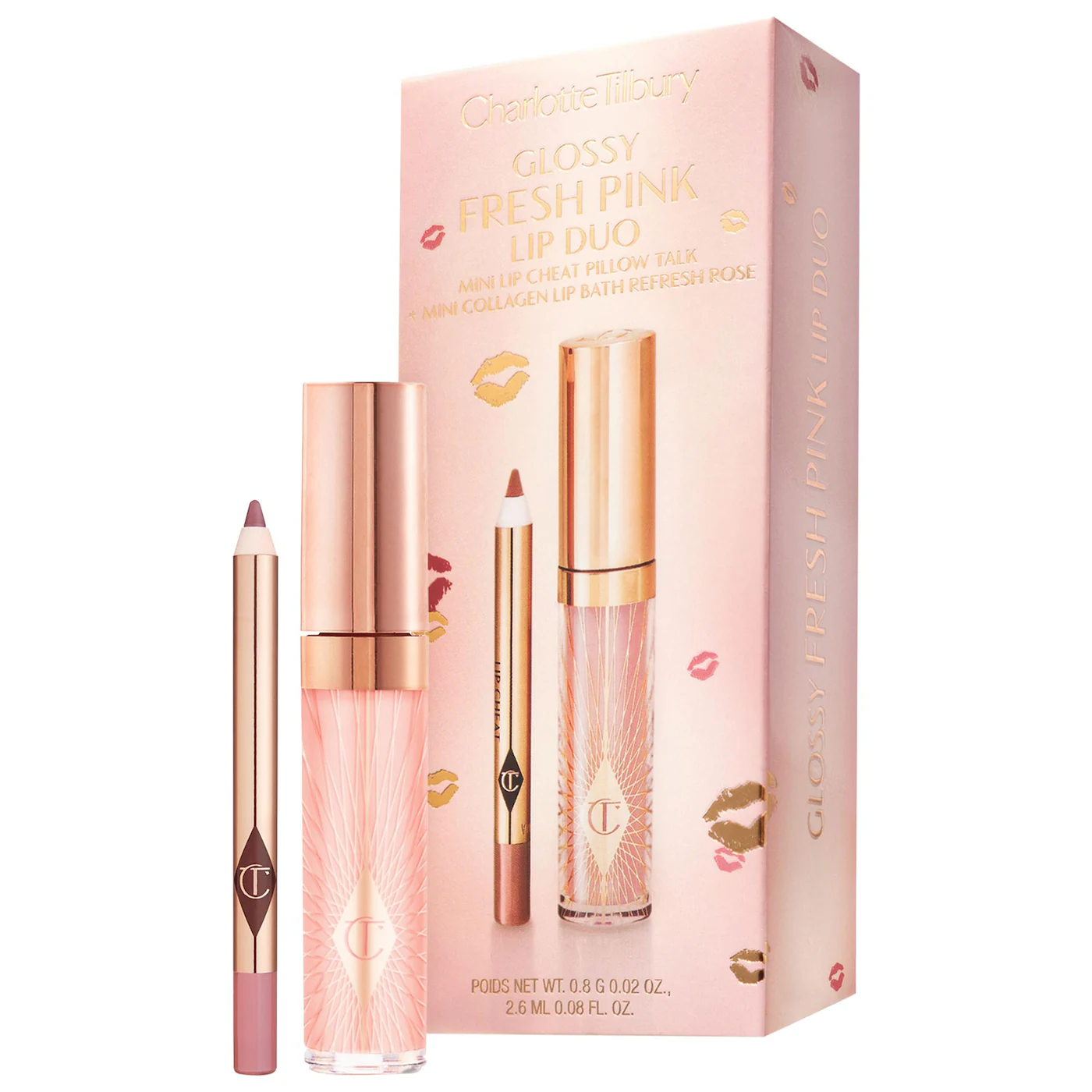 CHARLOTTE TILBURY MINI GLOSSY PINK LIP GLOSS + LIP LINER SET