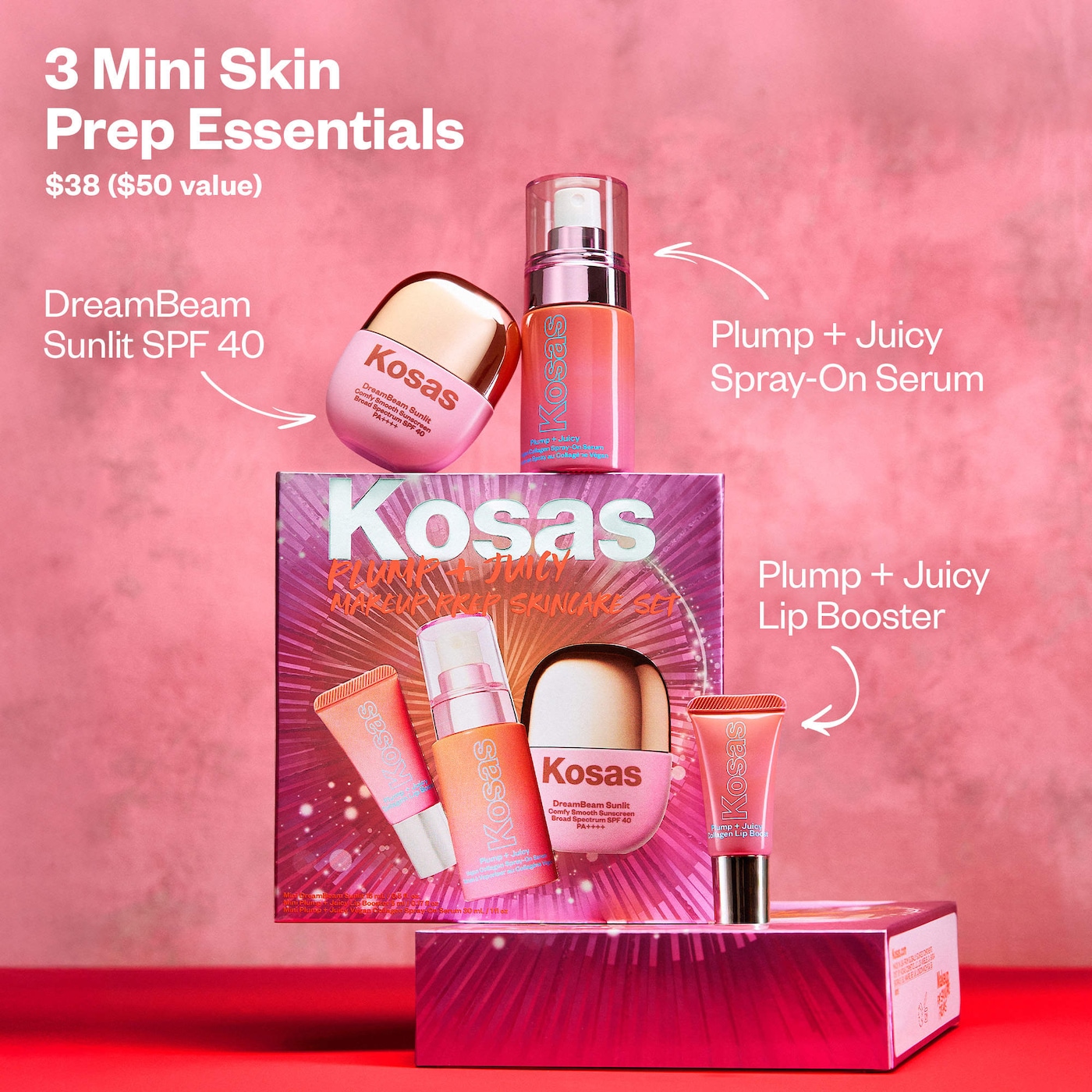 KOSAS PLUM + JUICY MAKEUP PREP SKINCARE SET 