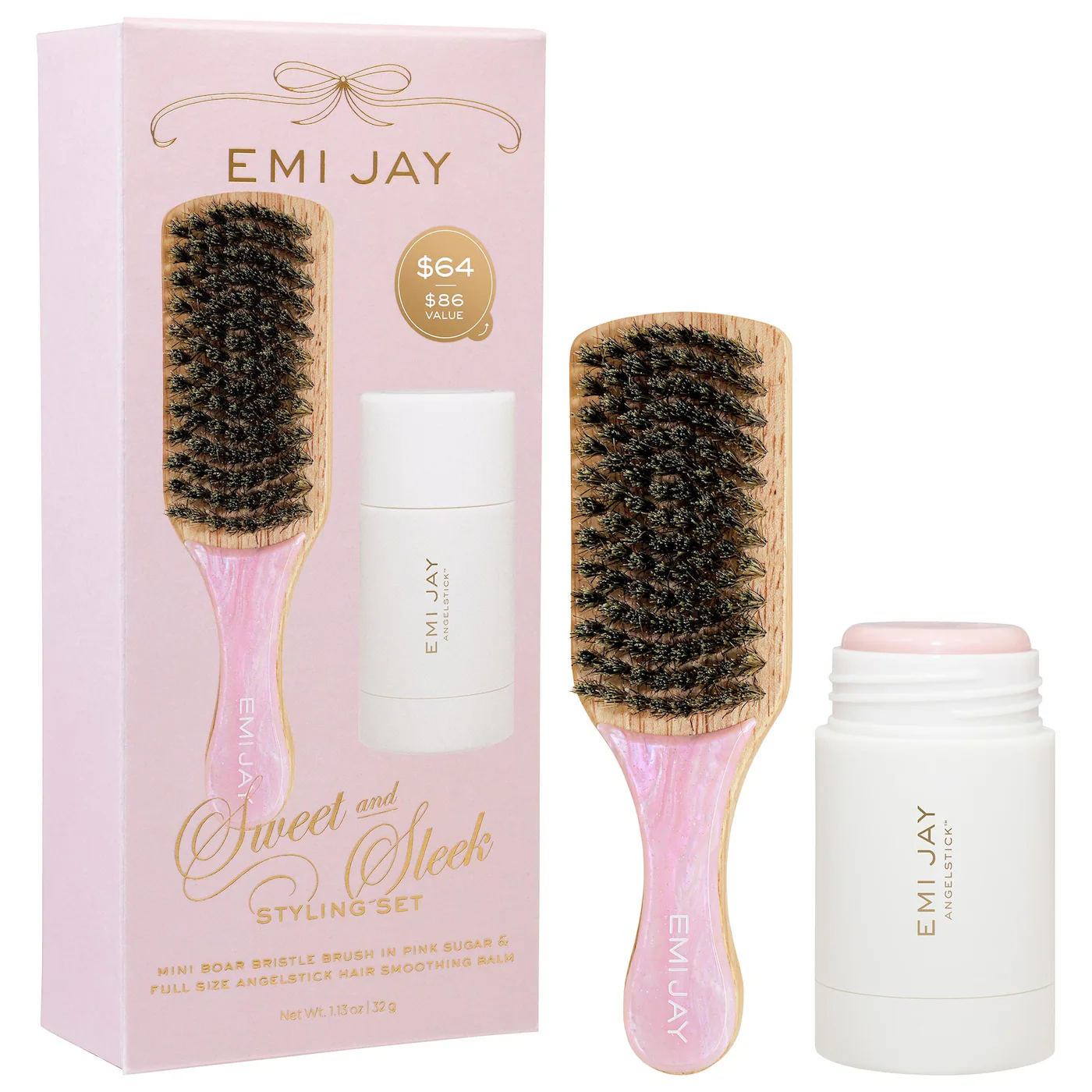 EMI JAY SWEET AND SLEEK STYLING GIFT SET ANGELISTIC™ AND MINI BOAR BRISTLE BRUSH 