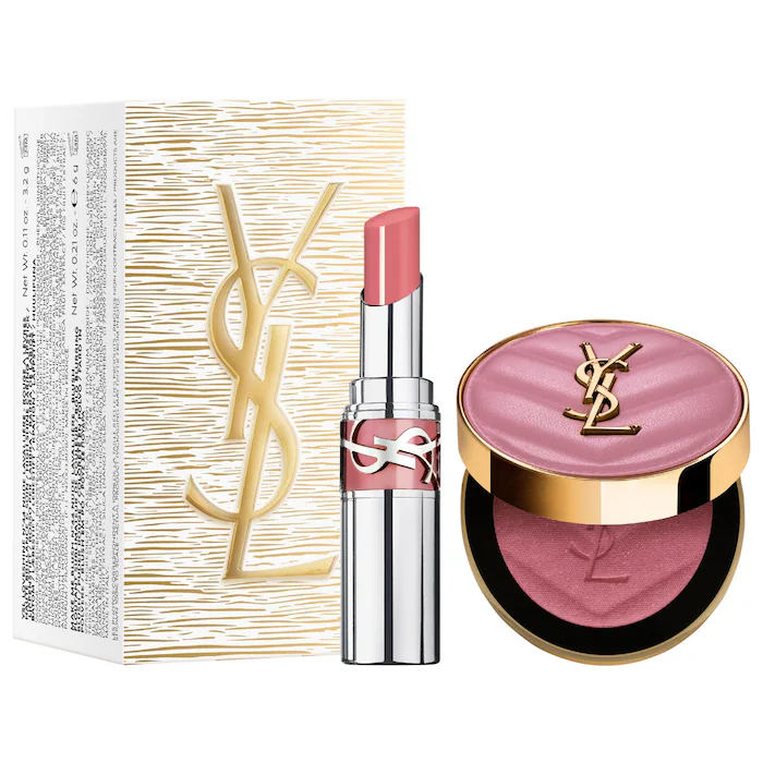 YSL ICONIC PINK MAKE ME BLUSH & LOVESHINE LIP OIL STICK SET 