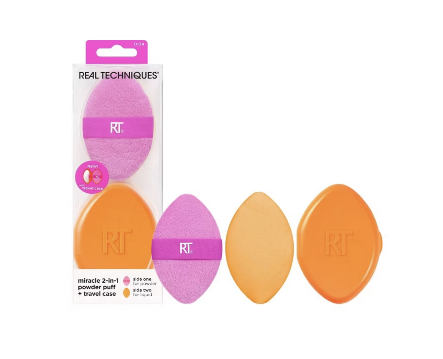 REAL TECHNIQUES MIRACLE 2 IN 1 POWDER PUFF + TRAVEL CASE