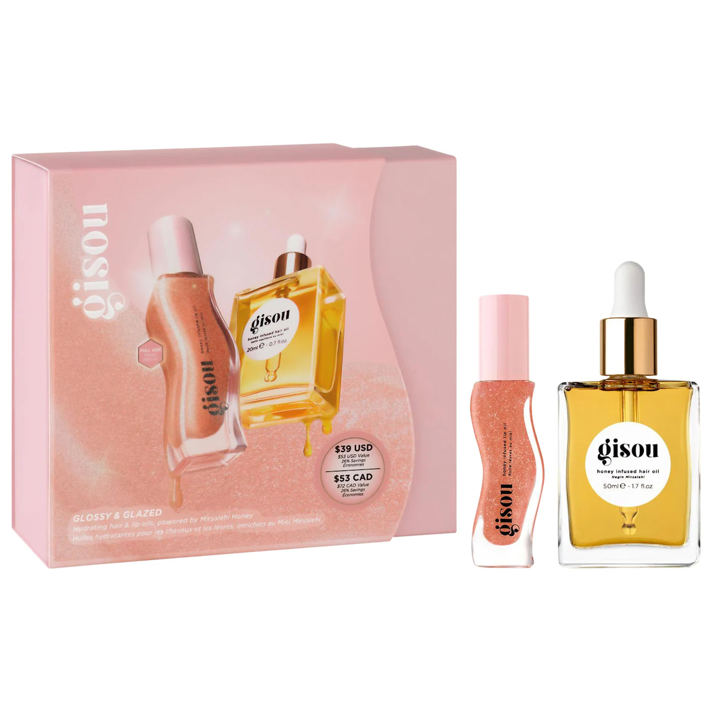 GISOU GLOSSY & GLAZED HAIR & LIP OIL GIFT SET