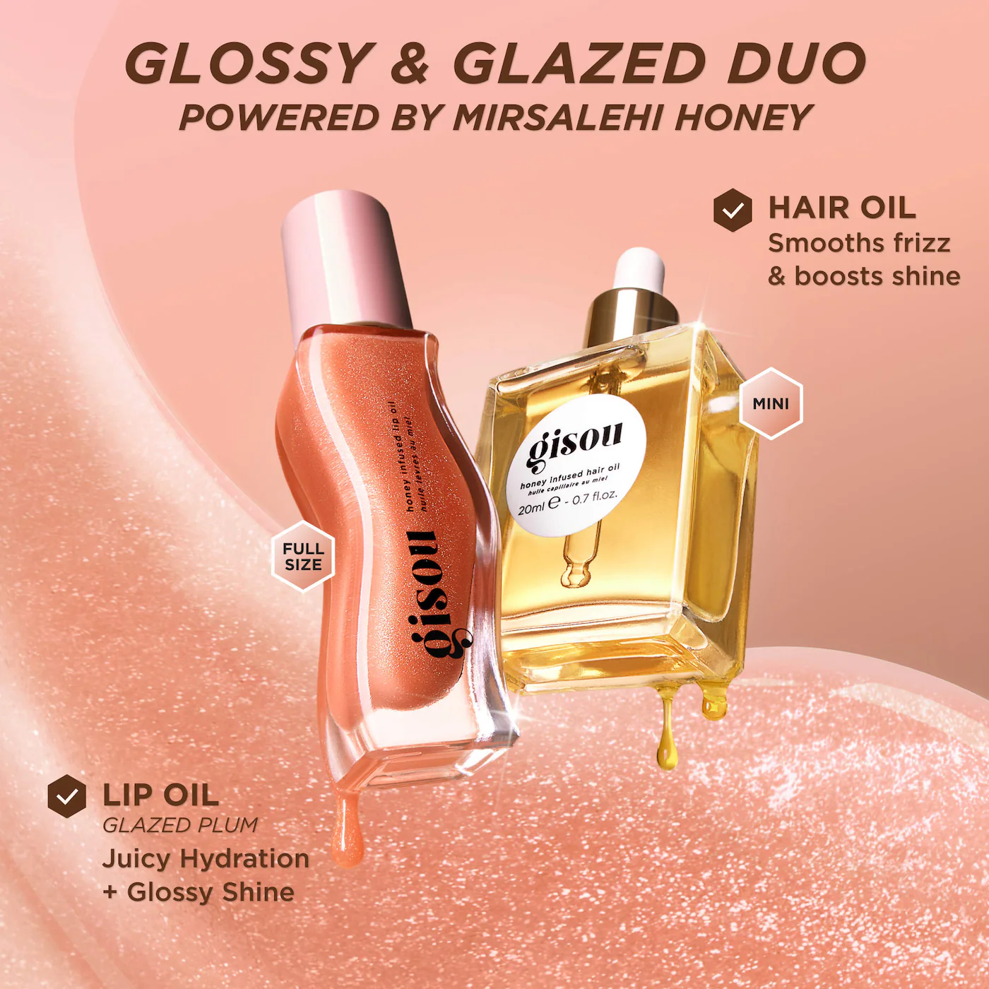 GISOU GLOSSY & GLAZED HAIR & LIP OIL GIFT SET