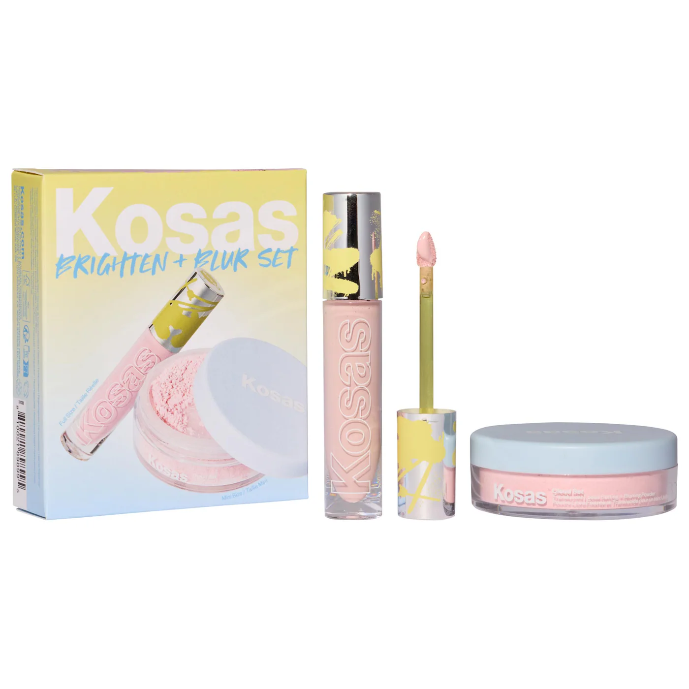 KOSAS BRIGHTEN  & BLUR SET - COLOR CORRECTOR + LOOSE SETTING POWDER FACE SET 