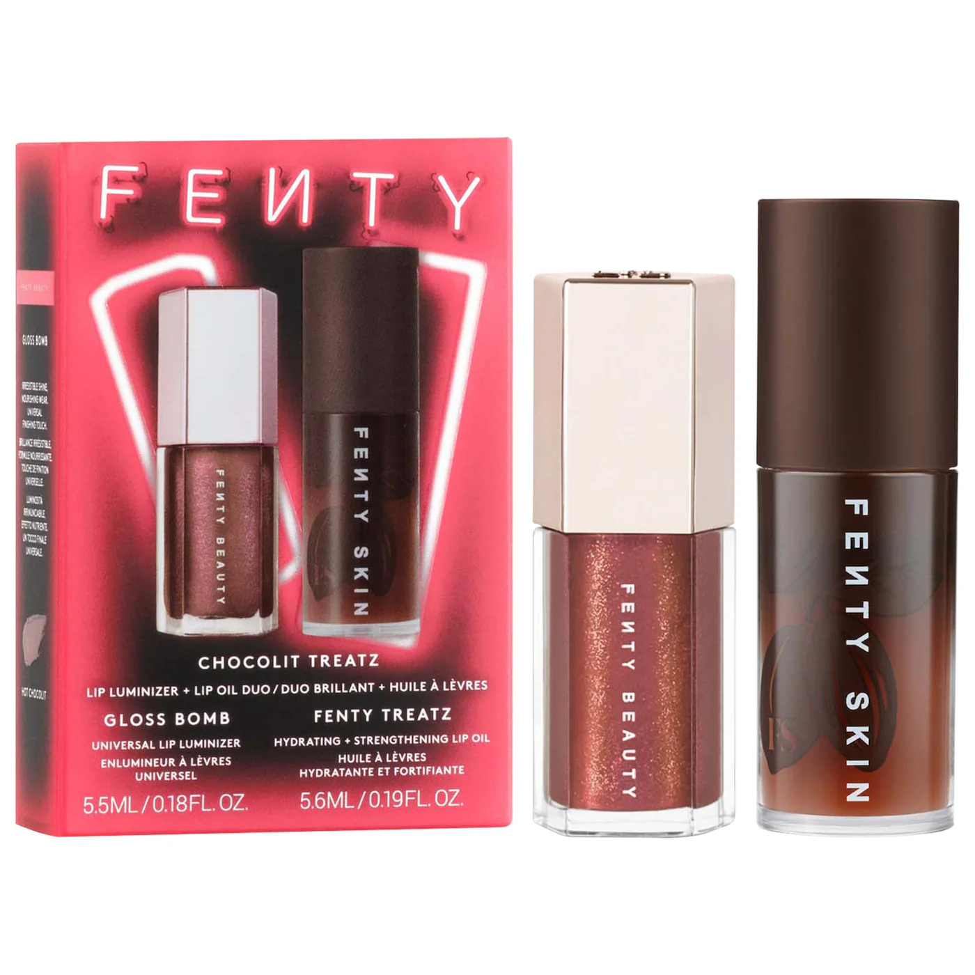 FENTY BEAUTY CHOCOLIT TREATZ LIP LUMINIZER + LIP OIL DUO