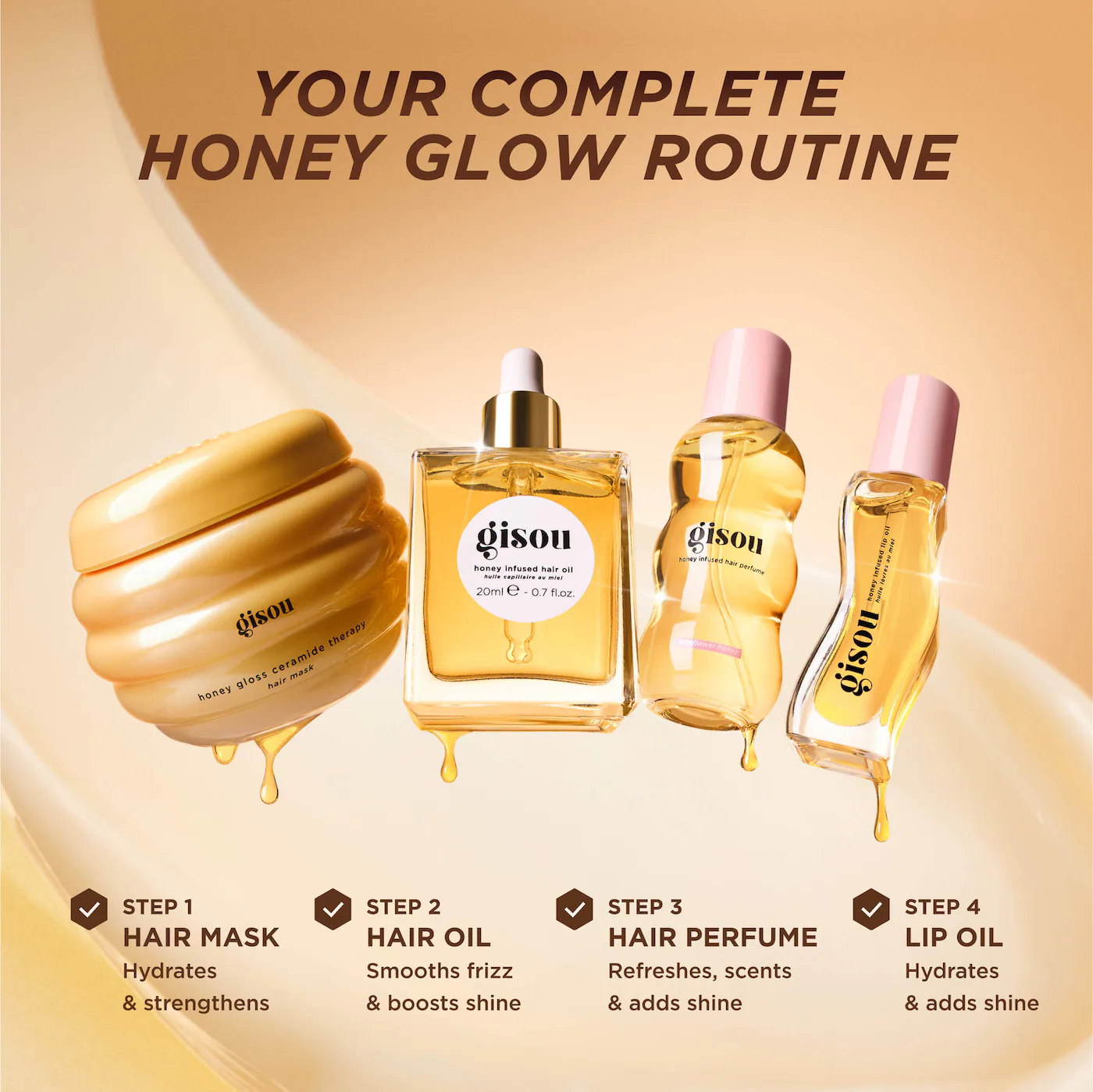 GISOU GLOW ALLTHE WAY HAIR AND LIP GIFT SET 