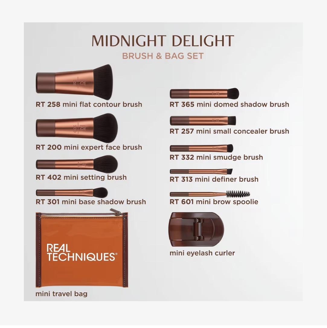REAL TECHNIQUES MIDNIGHT DELIGHT TRAVEL GIFT SET 