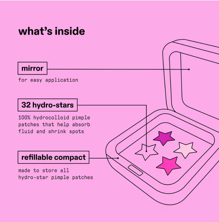 STARFACE HYDRO-STARFACE PIMPLE PATCH REFILLABLE PINK COMPACT 32PCS