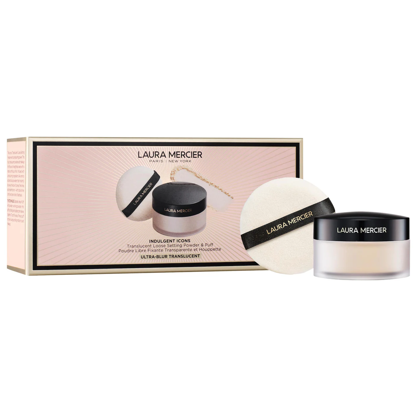 LAURA MERCIER INDULGENTE ICONS ULTRA-BLUR TRASLUCENT SETTING POWDER & POWDER PUFF GIFT SET 