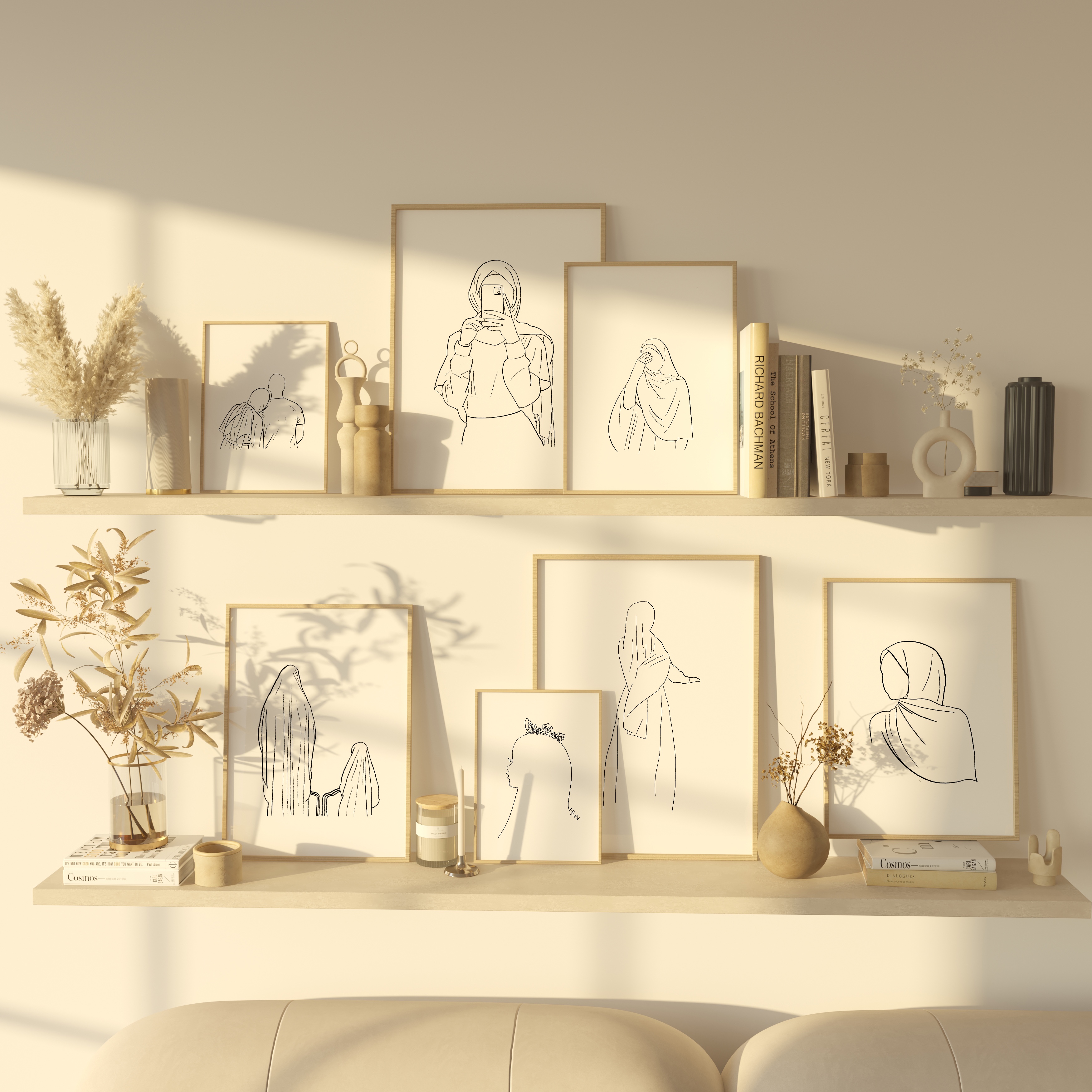 Set of 8 Printables - Hijabi Line Art