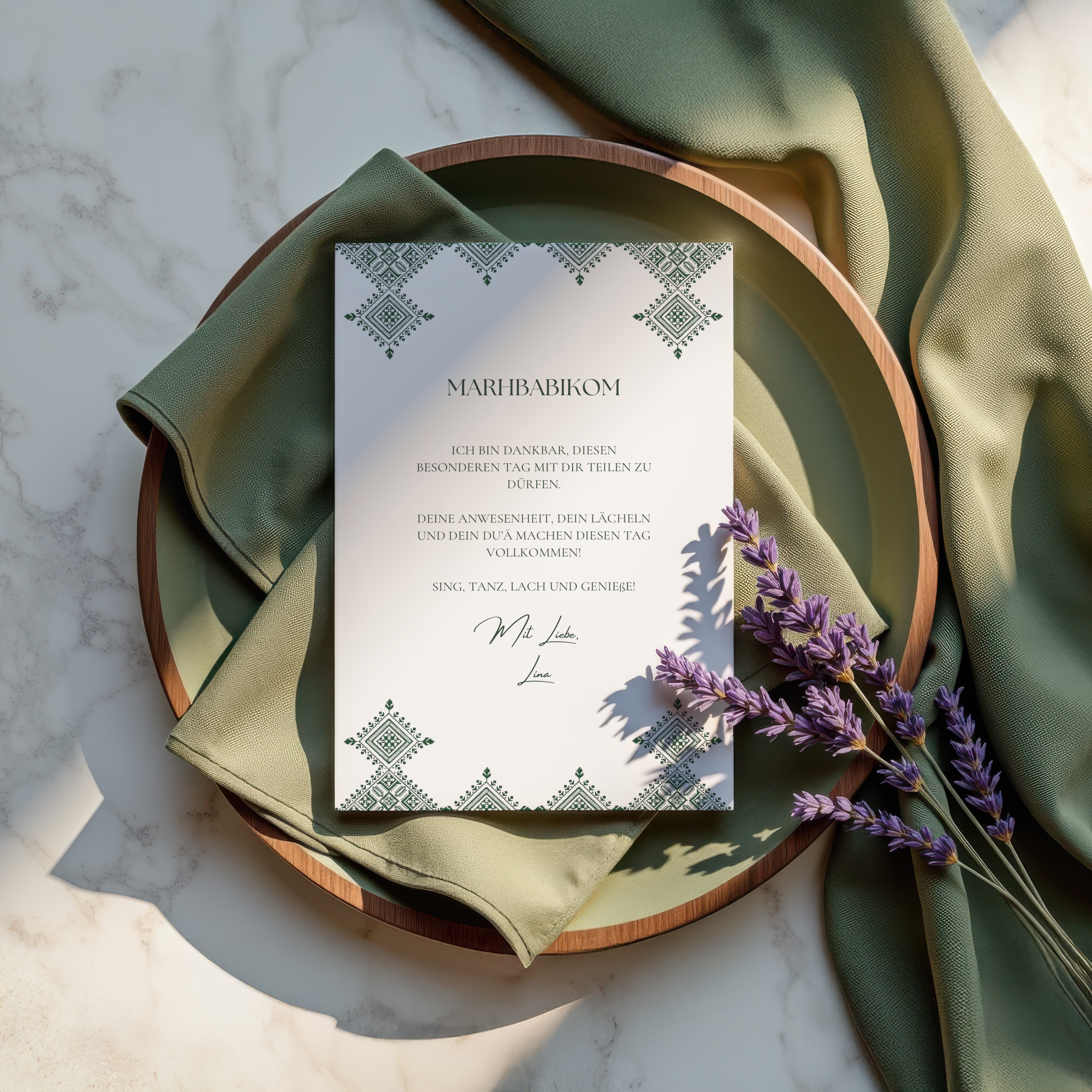 Henna Welcome Card – available in English, Dutch, German & French 