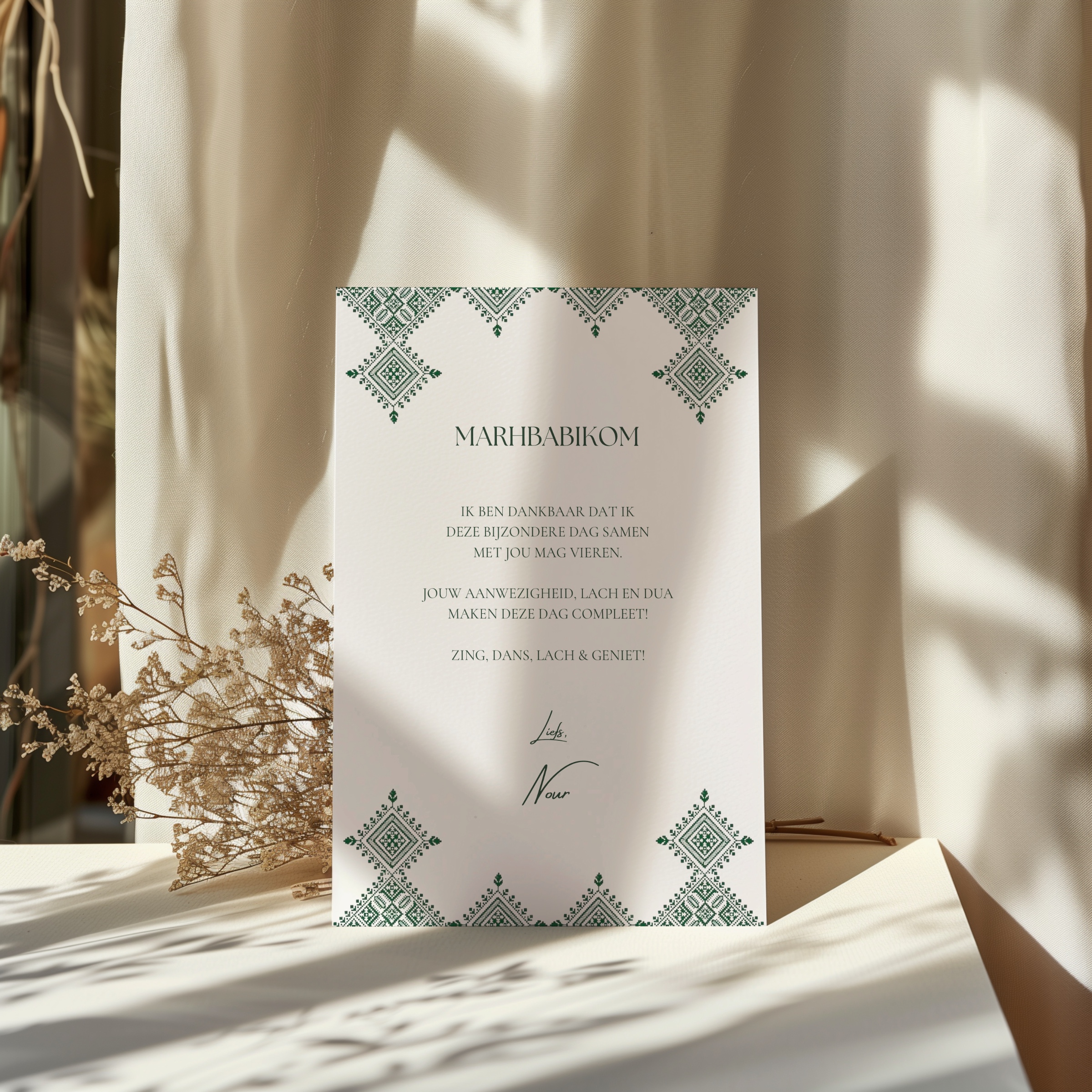 Henna Welcome Card – available in English, Dutch, German & French 