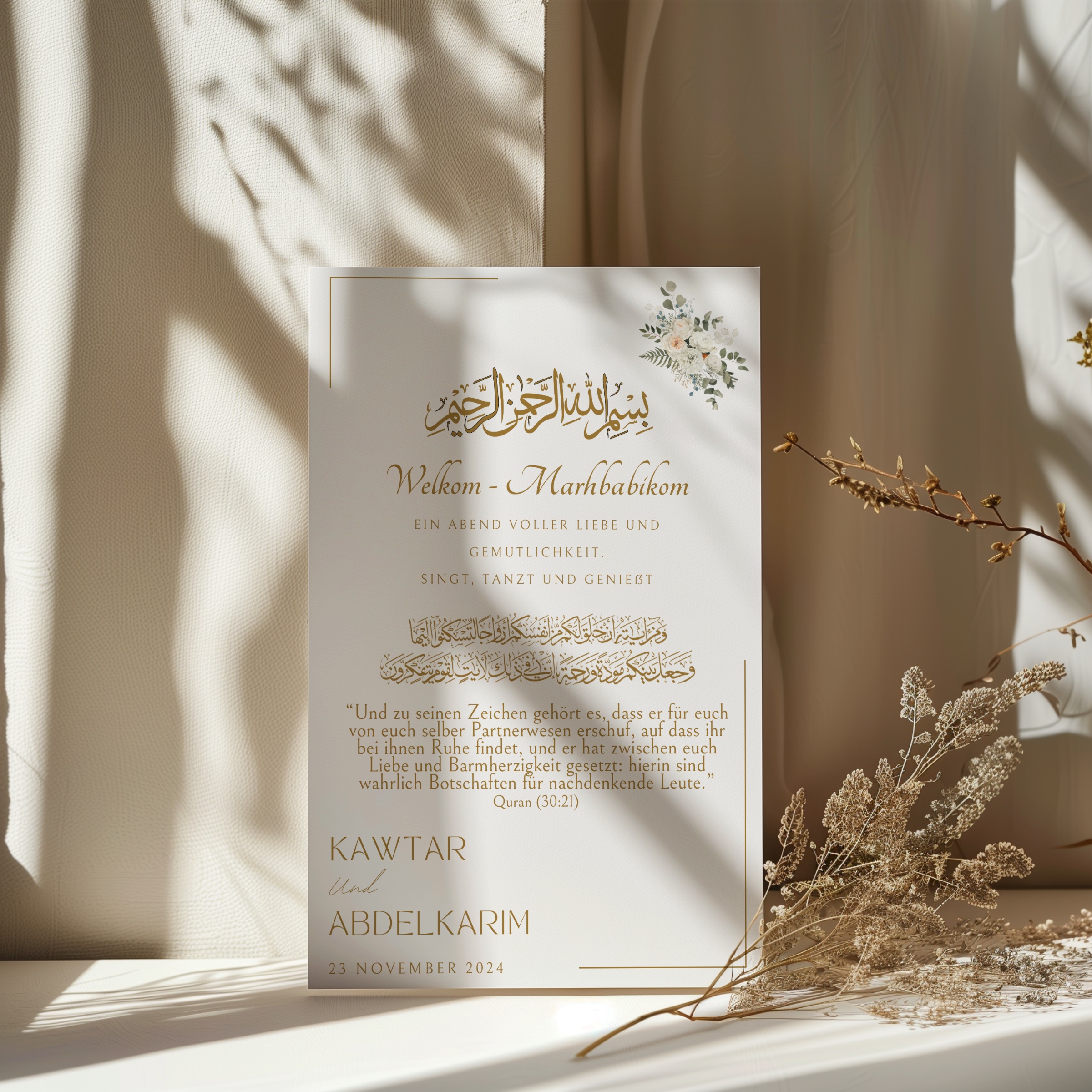 Wedding Welcome Card – available in English, Dutch, German & French 