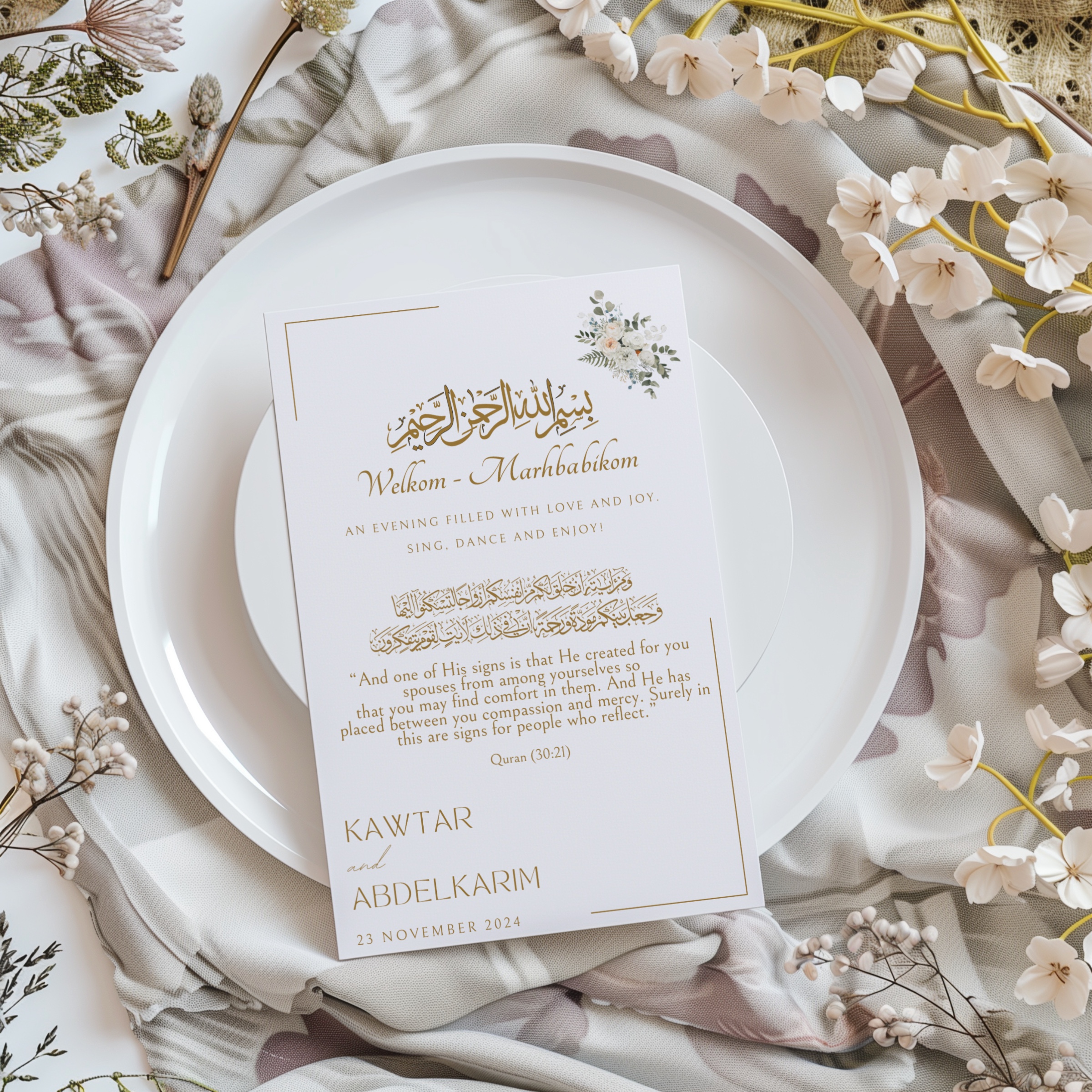 Wedding Welcome Card – available in English, Dutch, German & French 