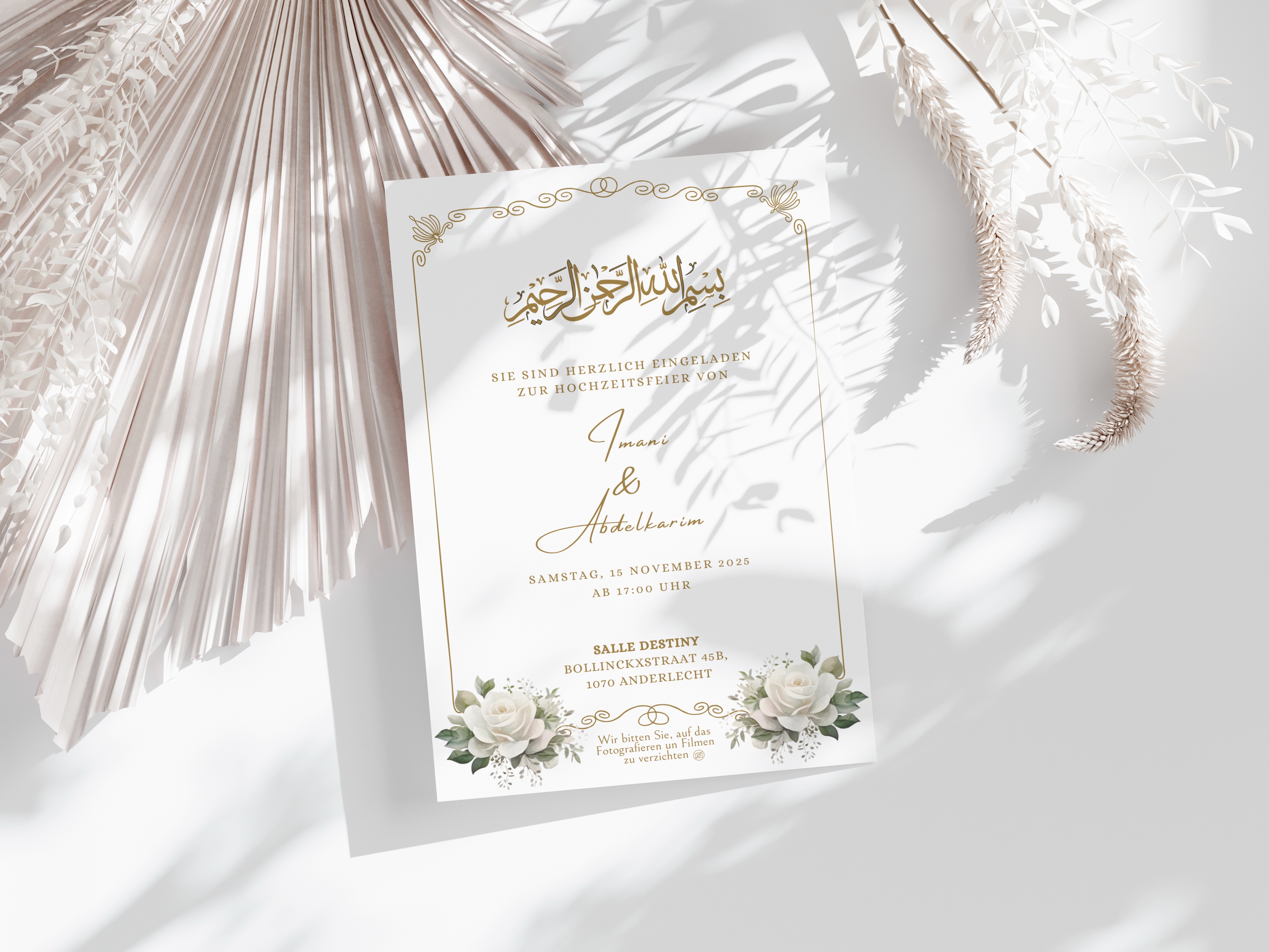 Wedding Invitation Card – available in English, Dutch, German & French 