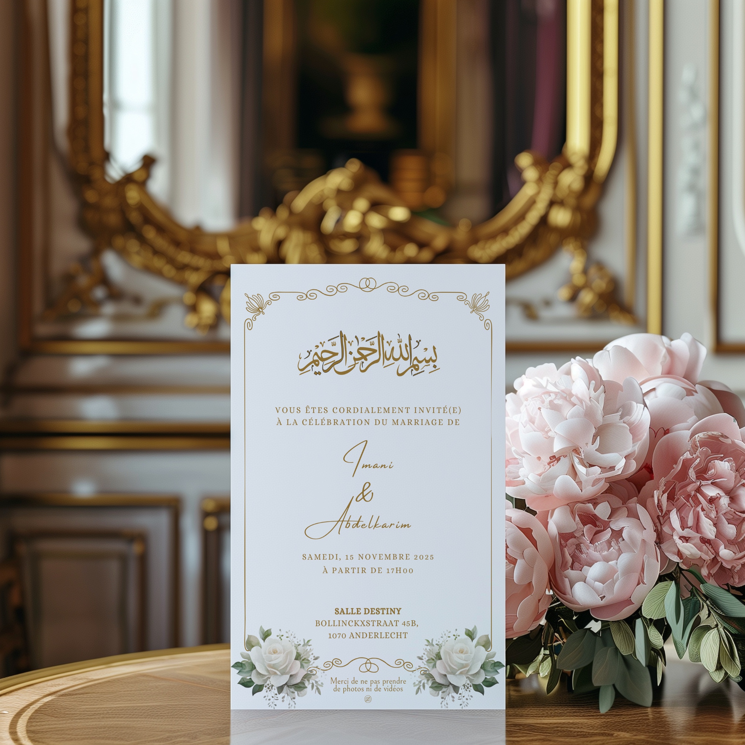 Wedding Invitation Card – available in English, Dutch, German & French 