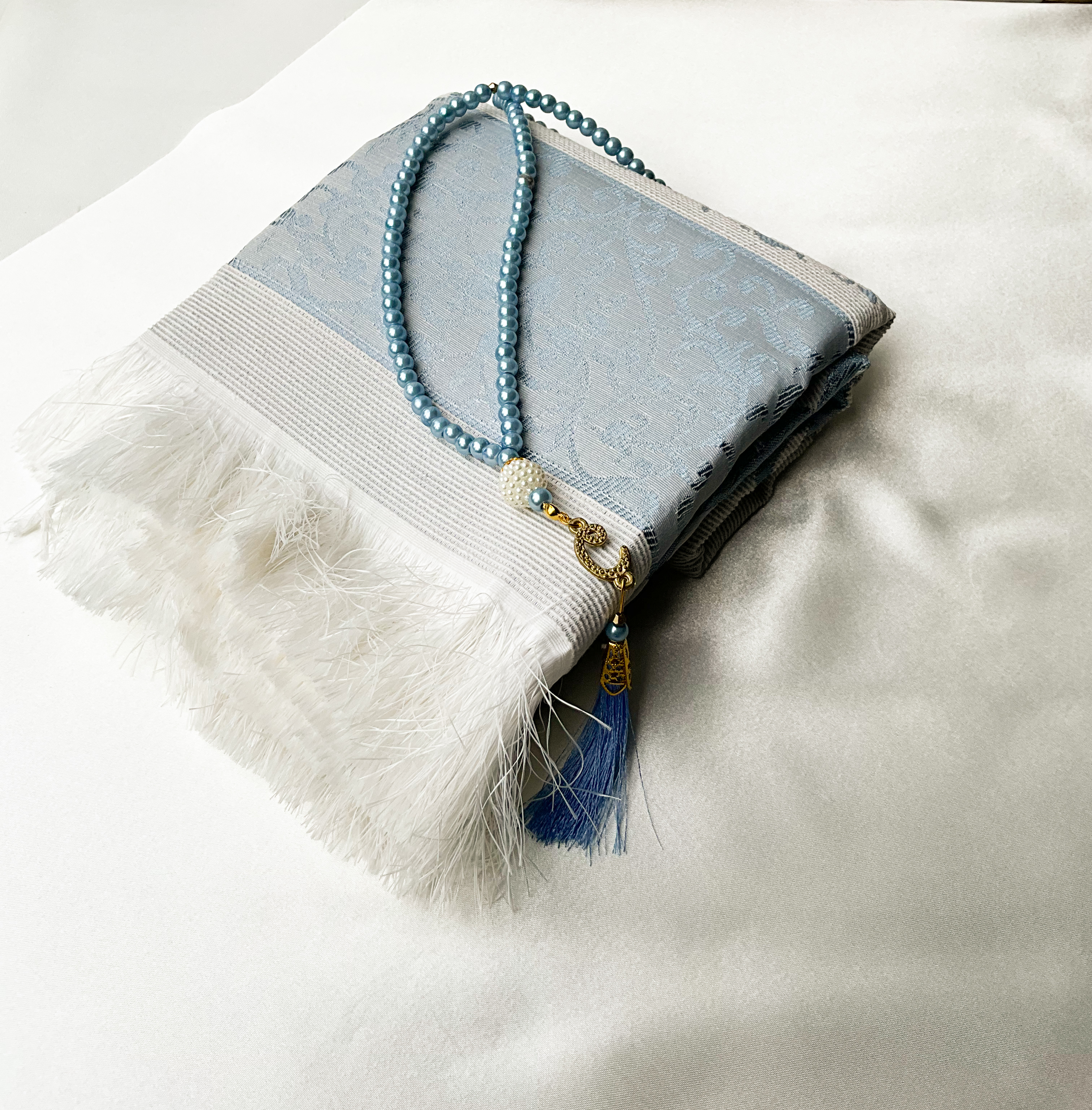 Soft Blue Prayer Mat & Tasbeeh Set