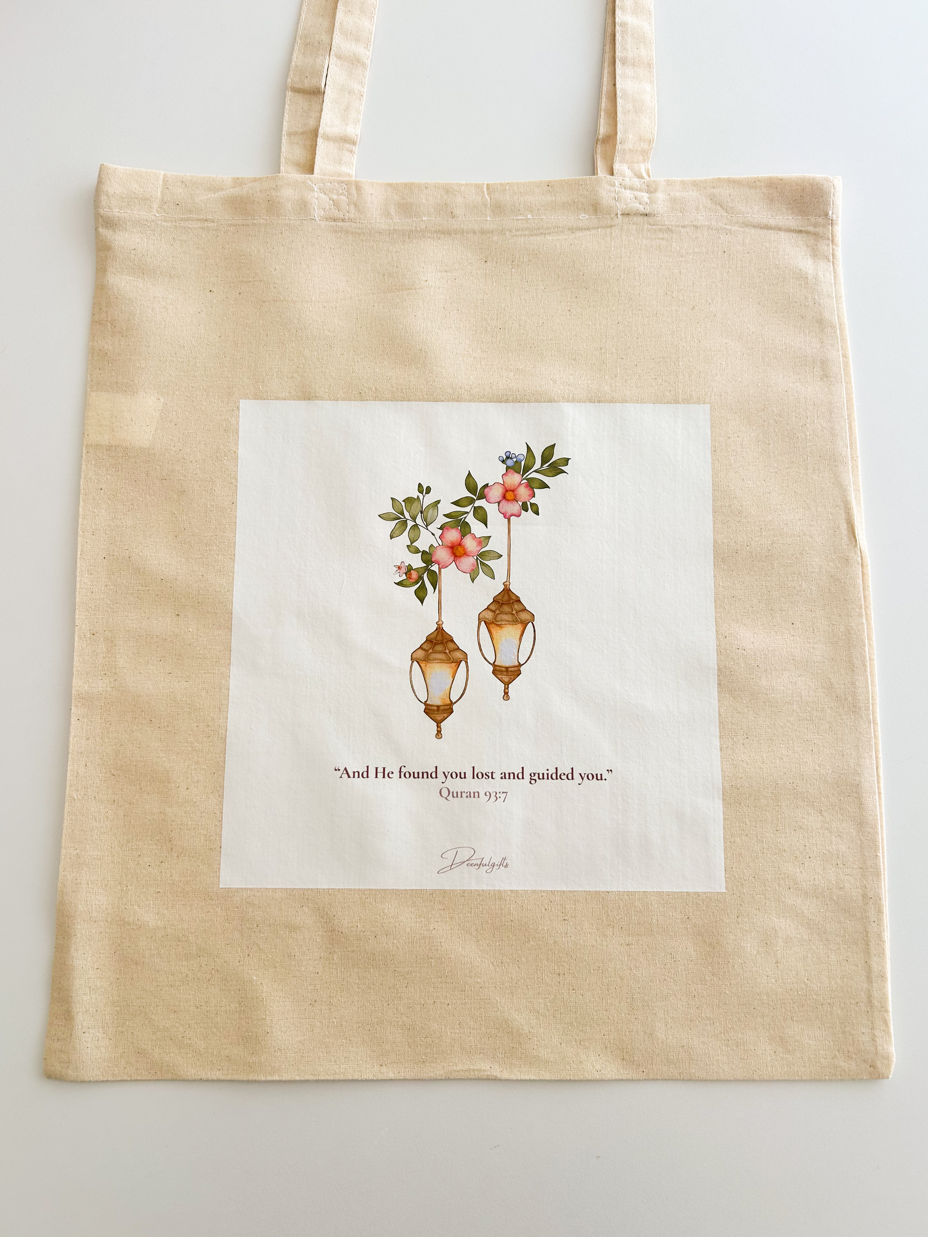 Lantern Tote Bag – 100% Cotton, Quran Verse design, Reusable Eco-Friendly Shopper
