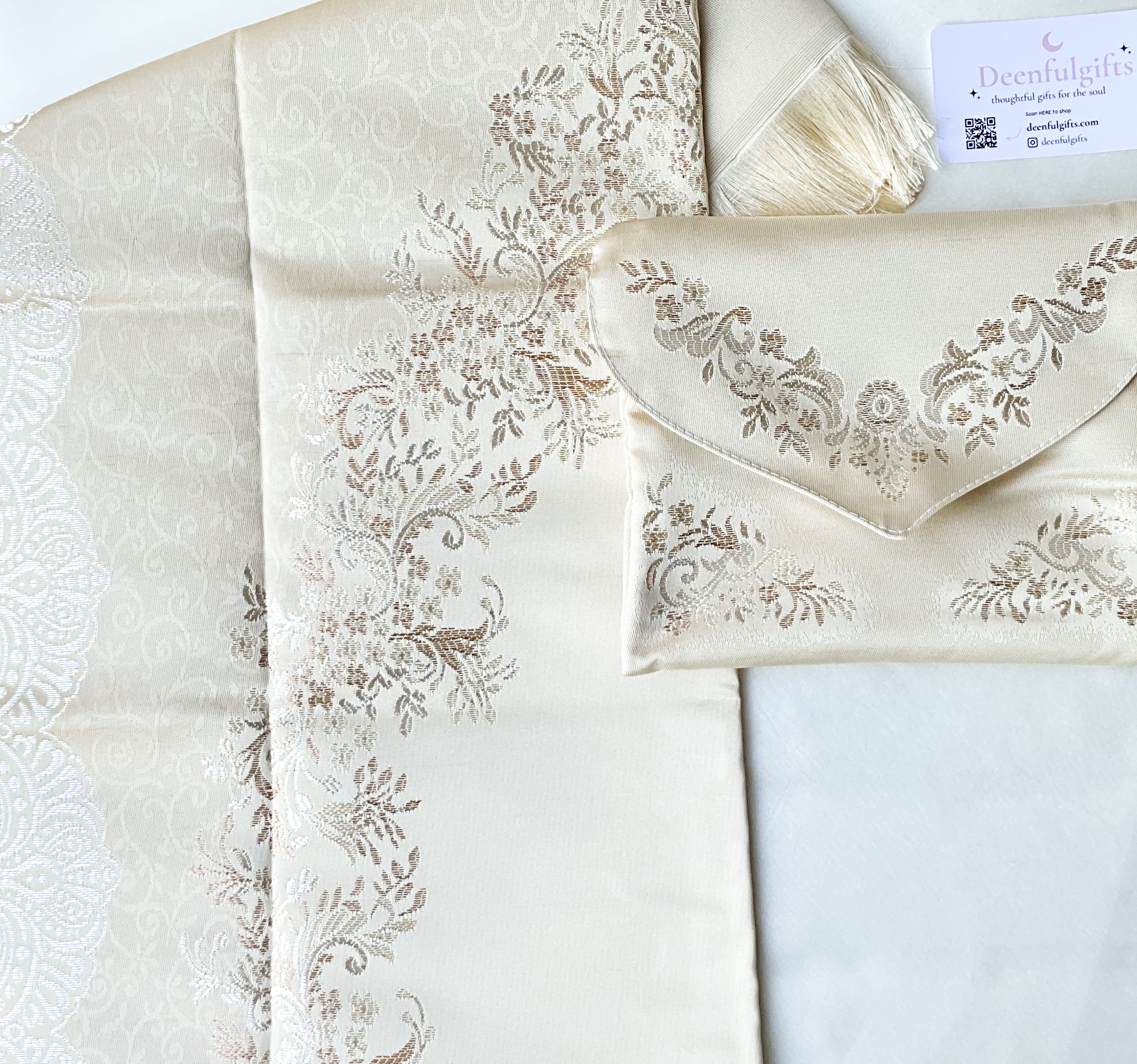 Sakina Travel Set – Portable Luxury Prayer Mat + Matching Pouch (Sand)