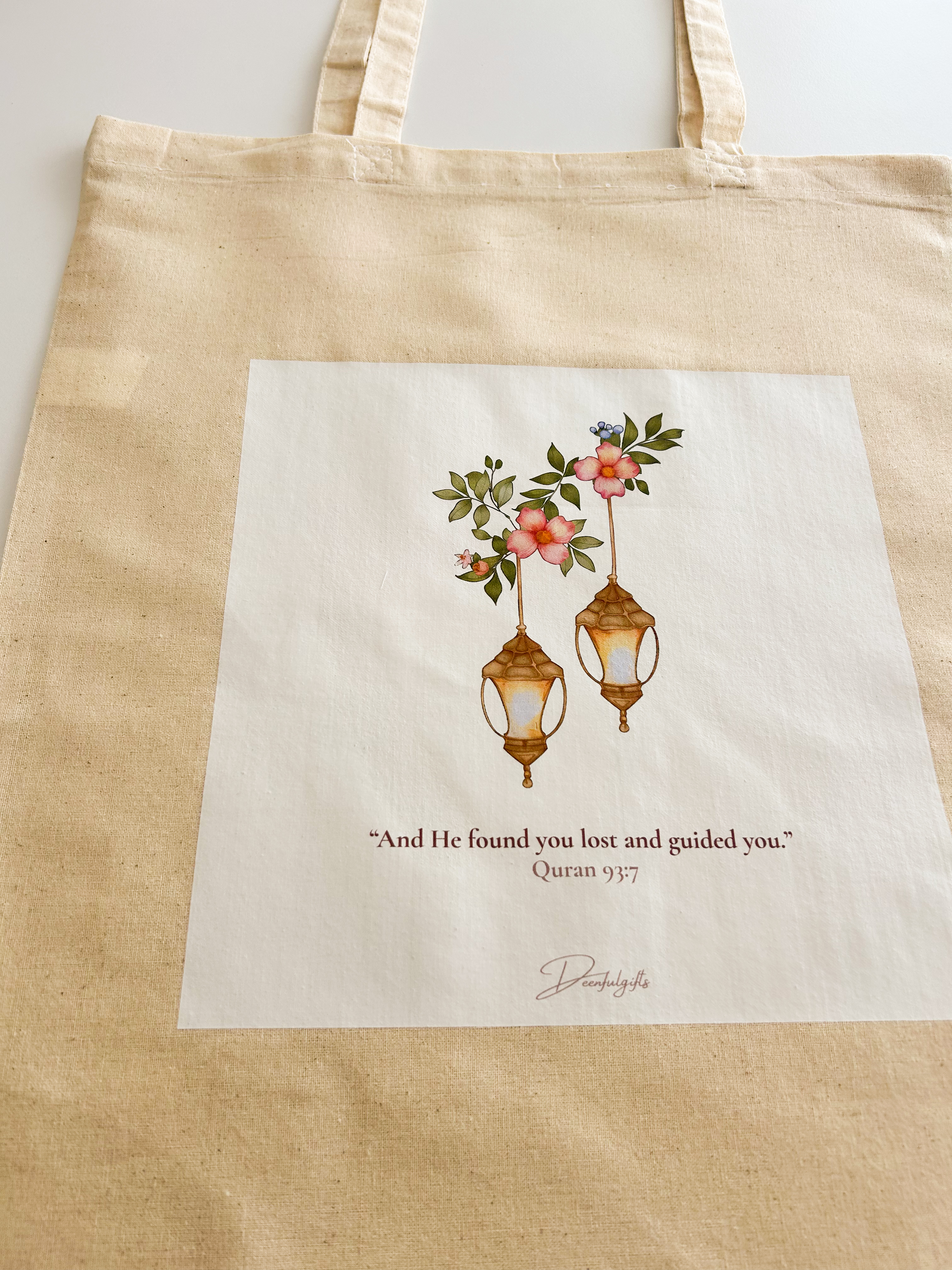 Lantern Tote Bag – 100% Cotton, Quran Verse design, Reusable Eco-Friendly Shopper