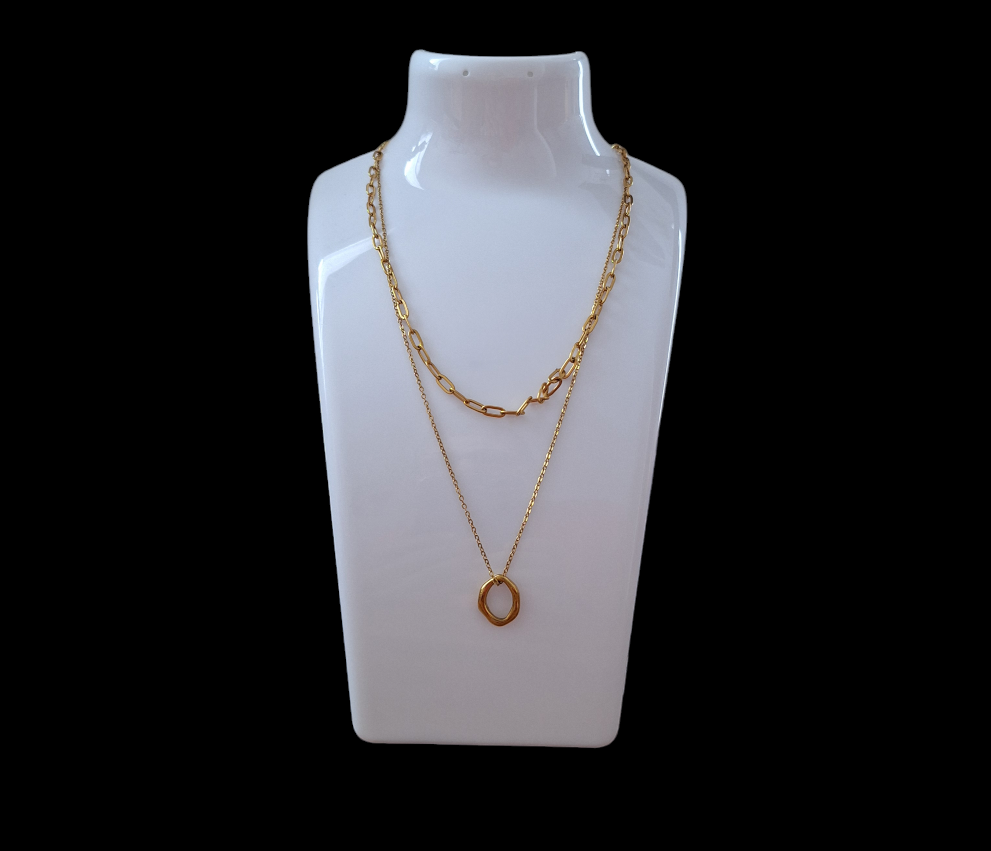 le collier Angela élégant 2 tours avec son petit anneau