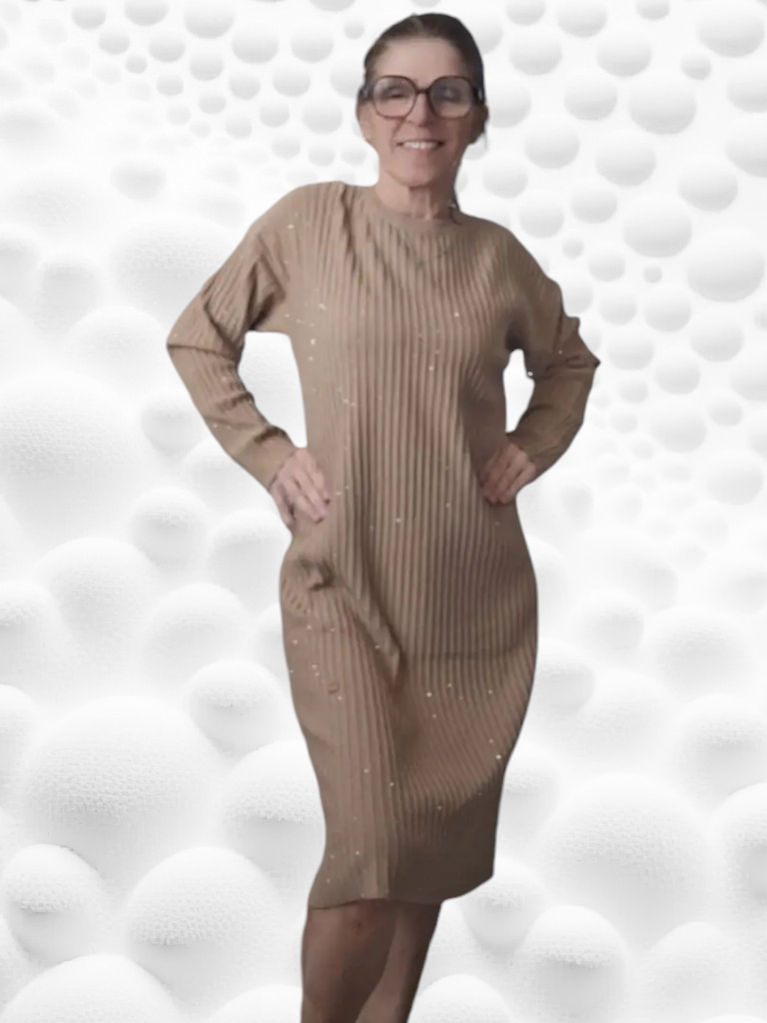 Robe en tricot camel