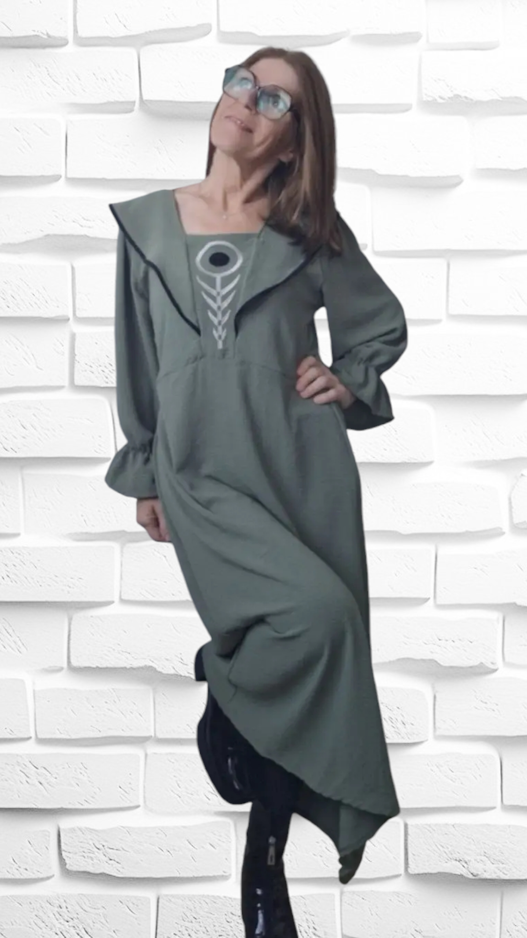 Robe midi verte olive