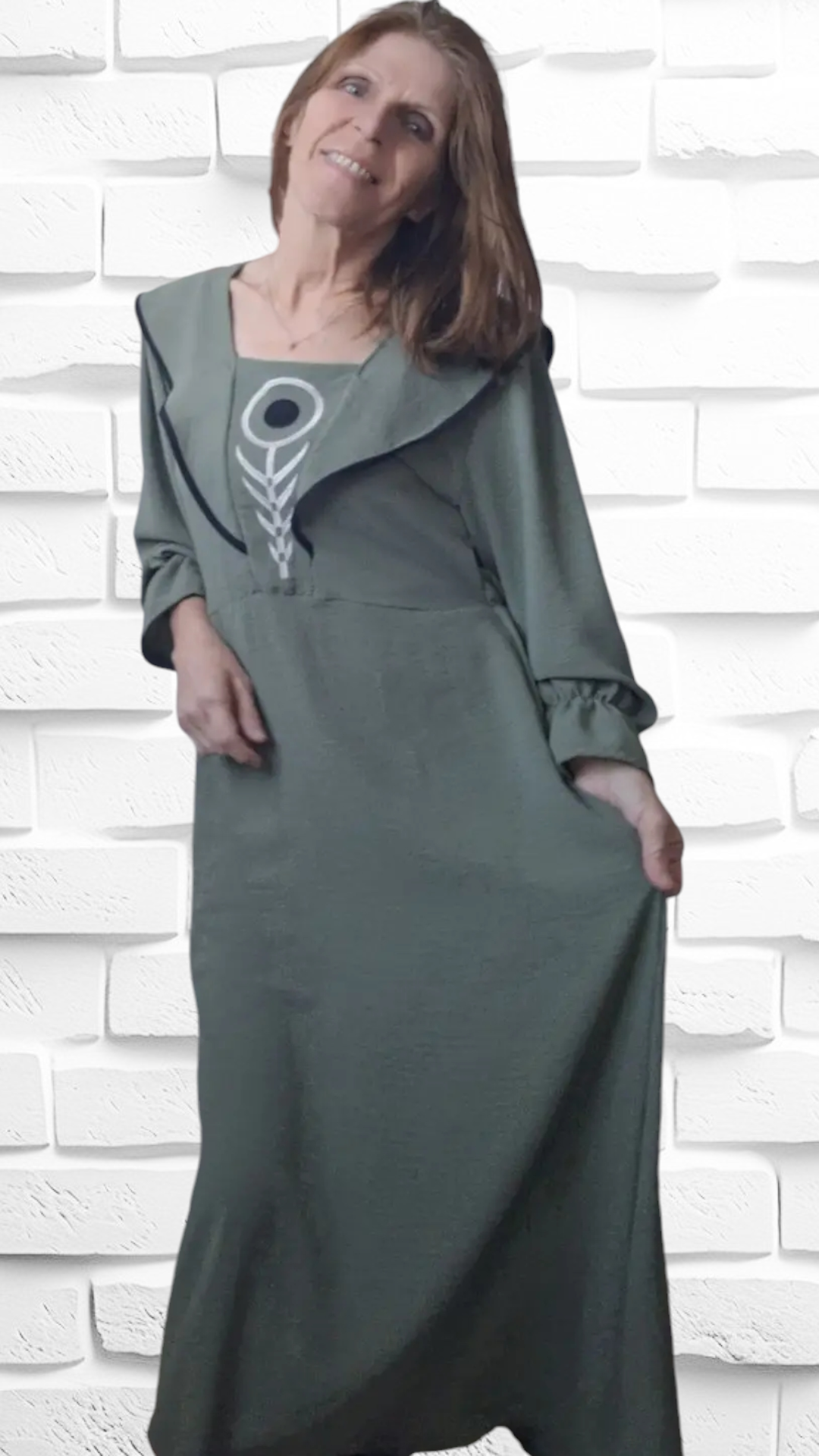 Robe midi verte olive