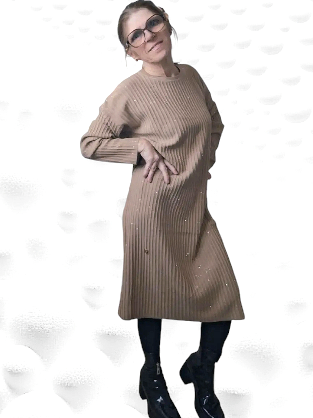 Robe en tricot camel