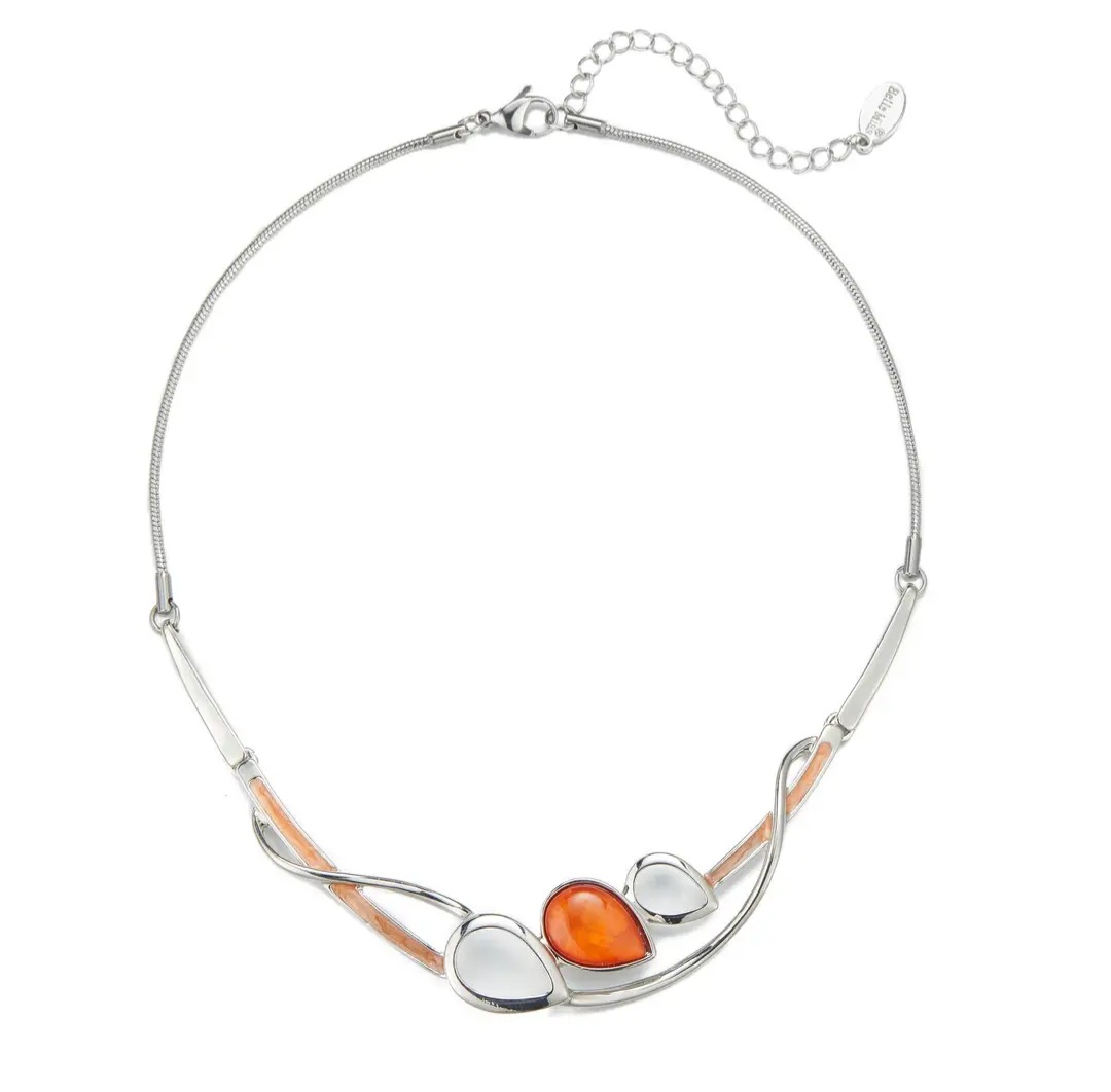 Le collier élégant avec 1 pierre colorée et 2 pierres blanches
