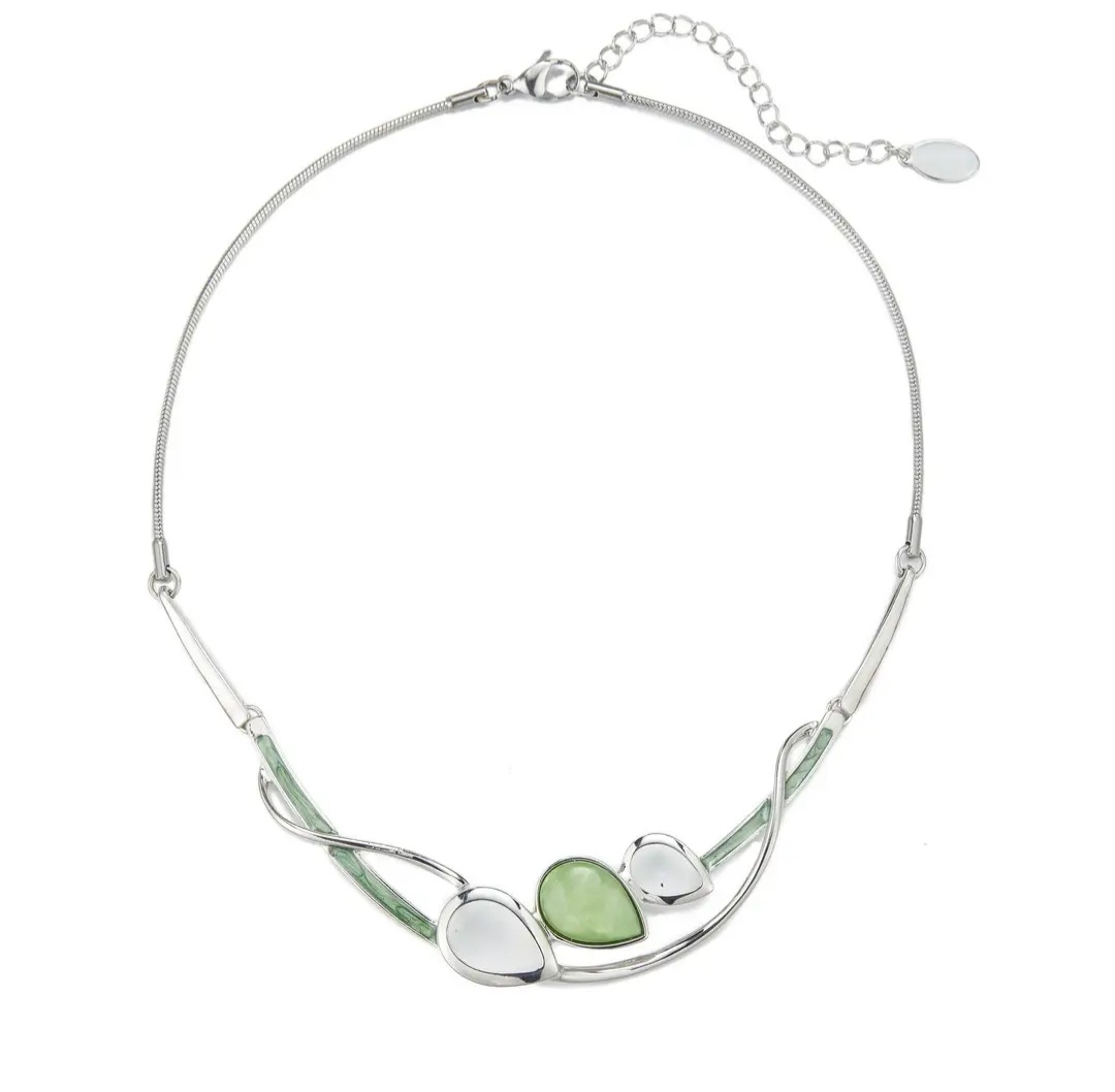 Le collier élégant avec 1 pierre colorée et 2 pierres blanches