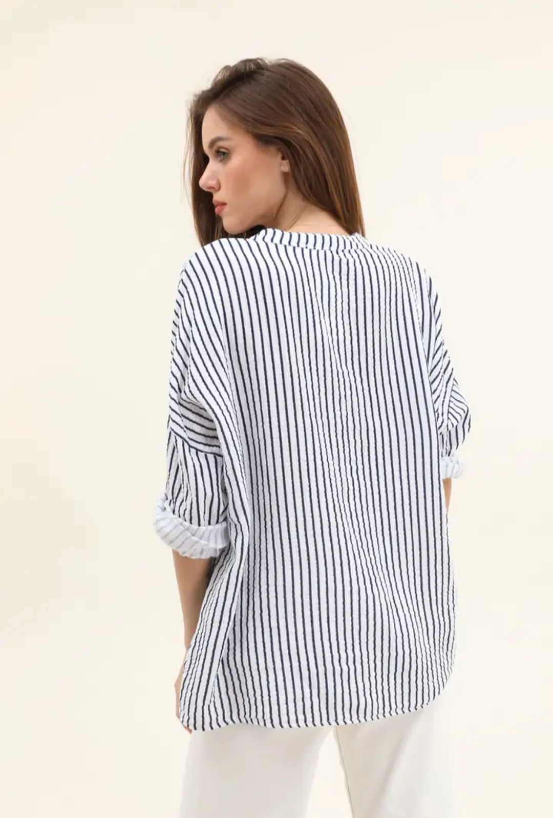 Chemise à rayures en gaze de coton 