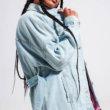 La veste en Jean longue avec ceinture