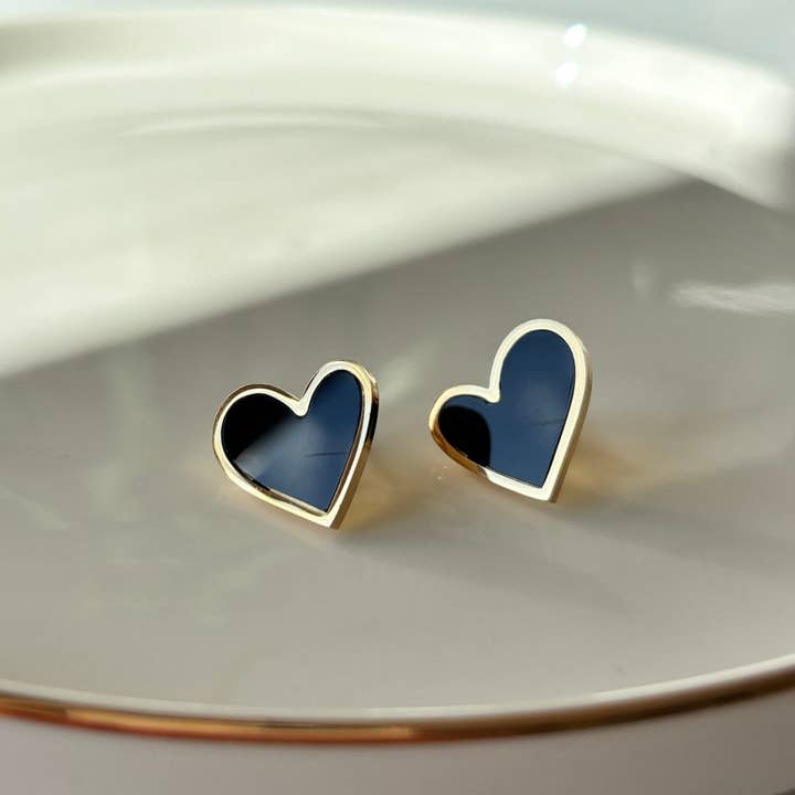 Boucles d'oreilles cœur noir