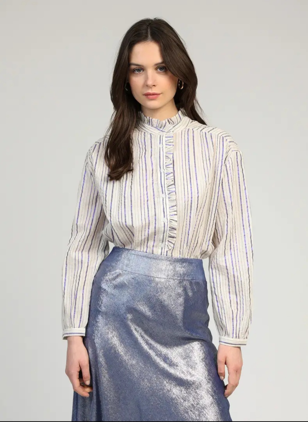 Chemisier rayé à volants