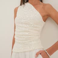 Top pailleté blanc