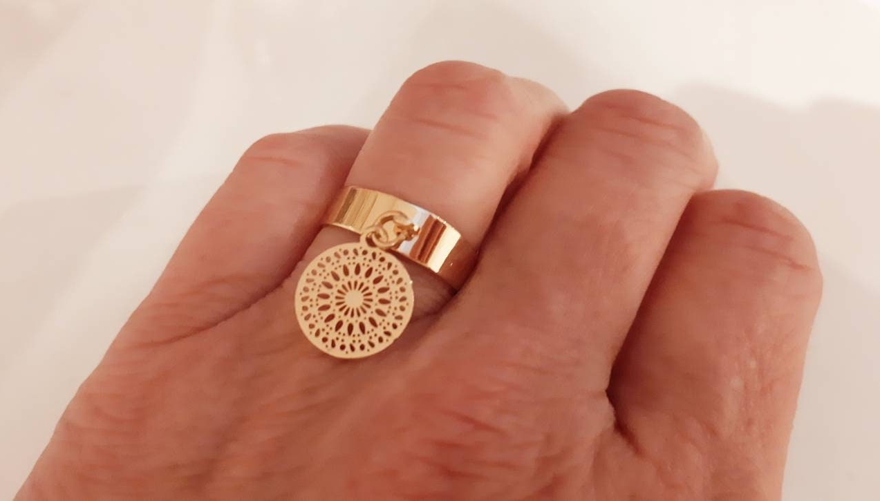 Bague Chakra équilibre, bien-être, filigrane rosace