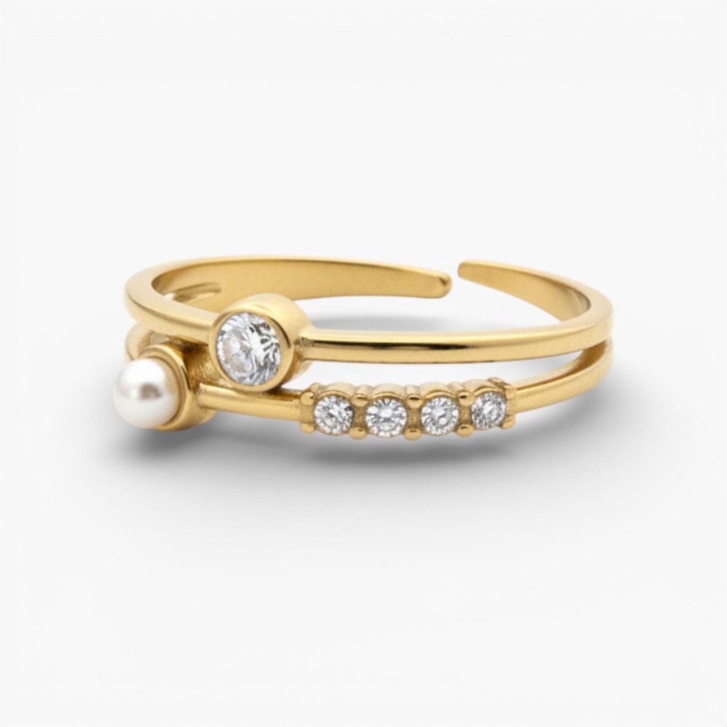 La bague or et blanc matériaux