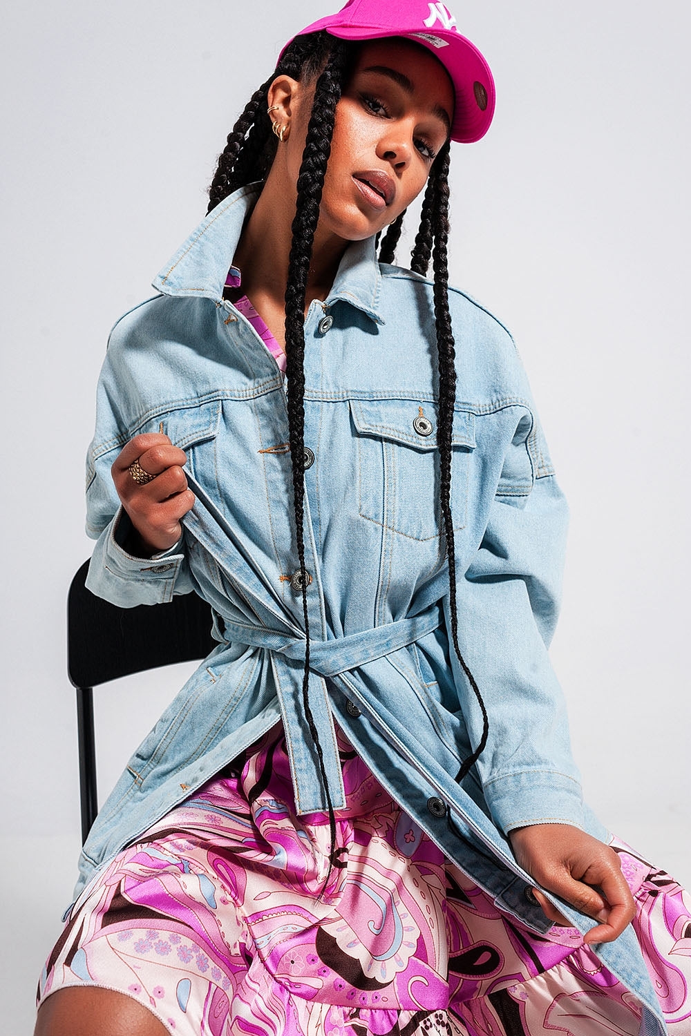 La veste en Jean longue avec ceinture