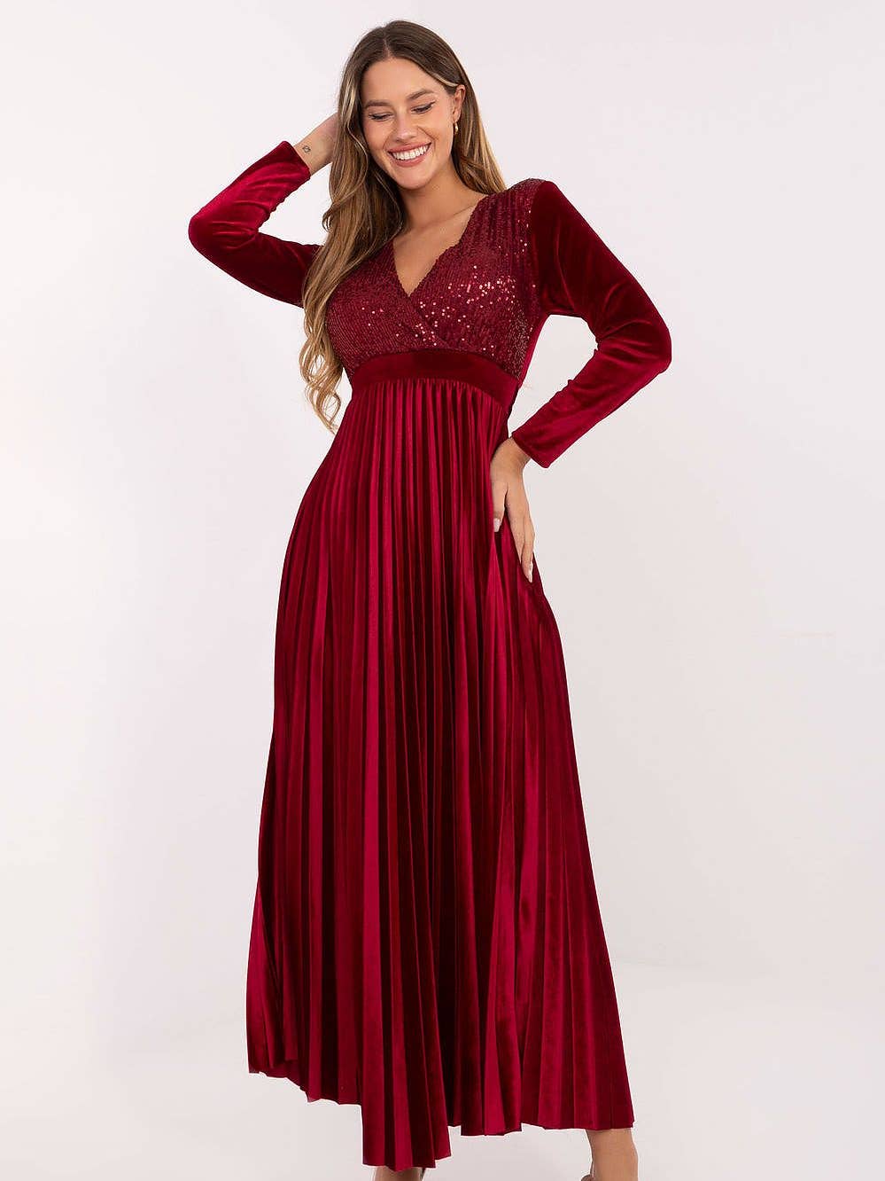 La robe de soirée plissée longue