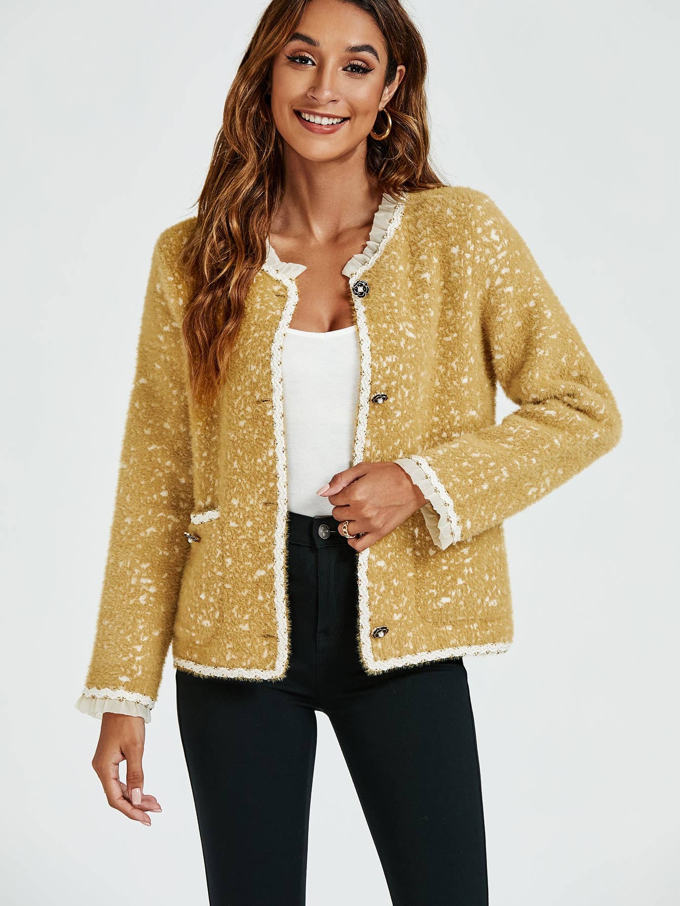 Veste en tweed jaune