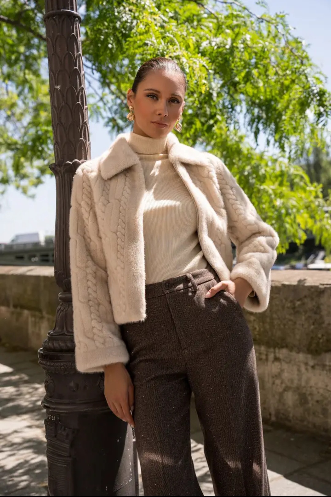 Veste en fourrure synthétique fermeture zippée 