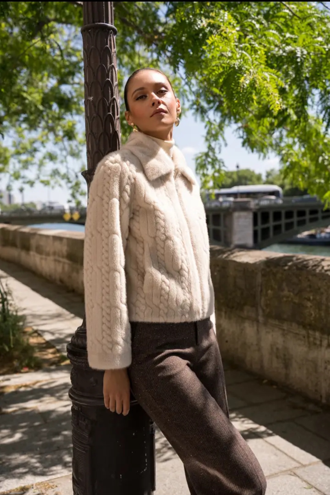 Veste en fourrure synthétique fermeture zippée 