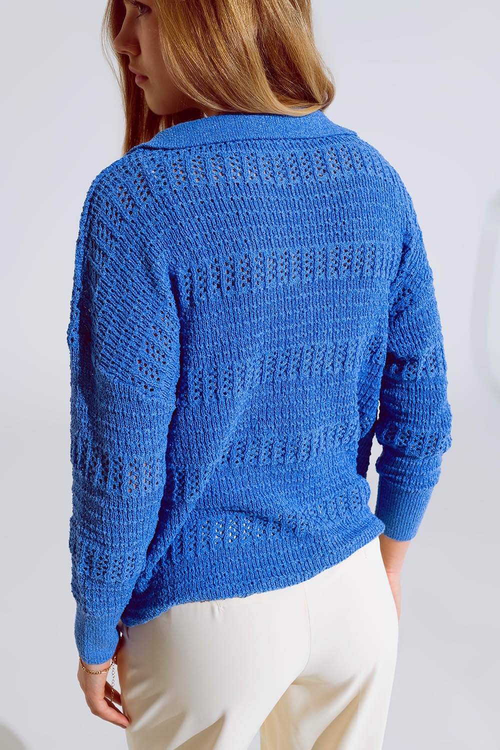 Le pull crochet col polo