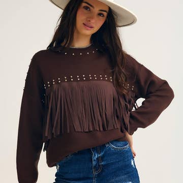Pull avec franges sur le devant