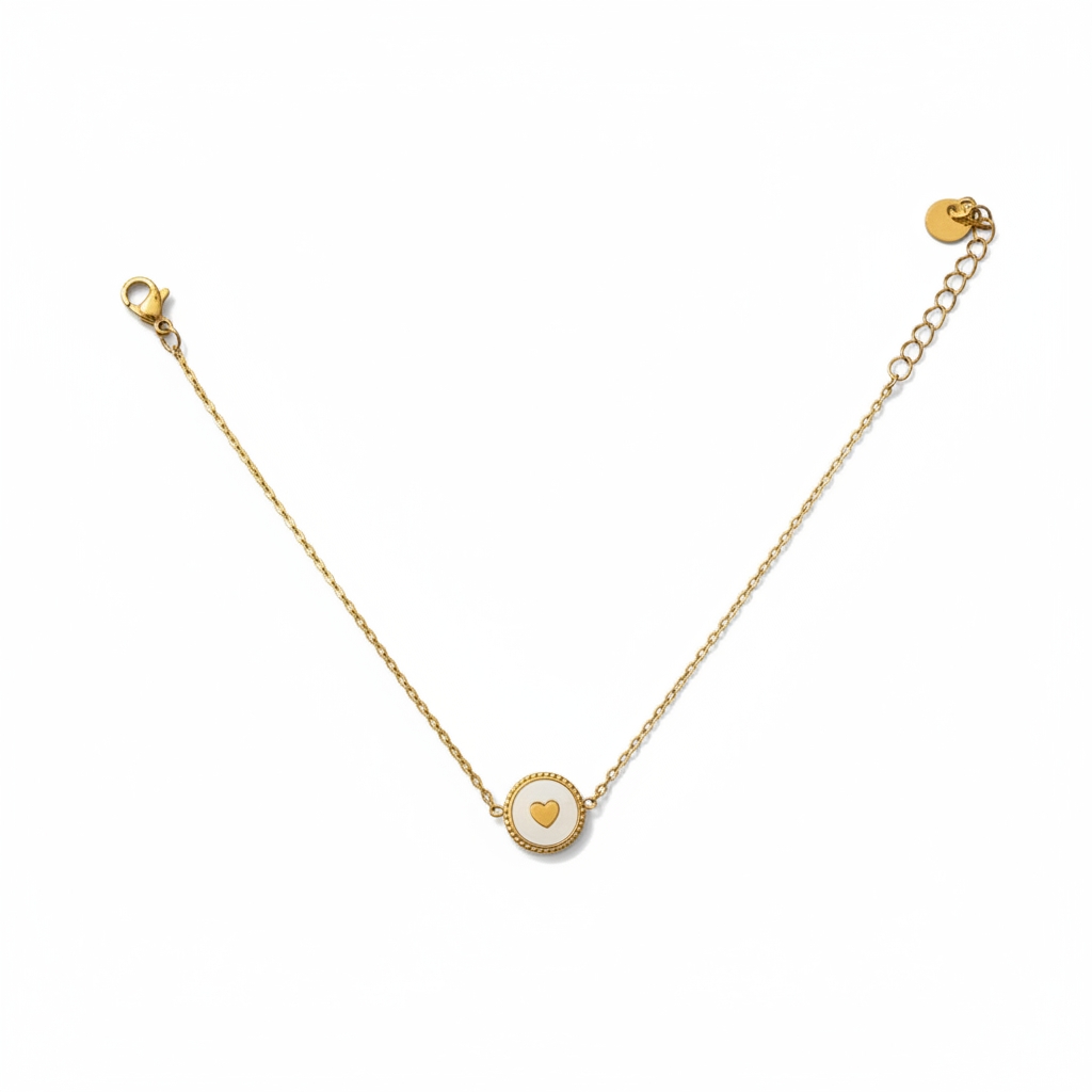 Le bracelet cœur couleur or et blanc plaqué or