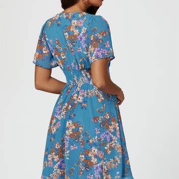 Magnifique robe bleu imprimé floral