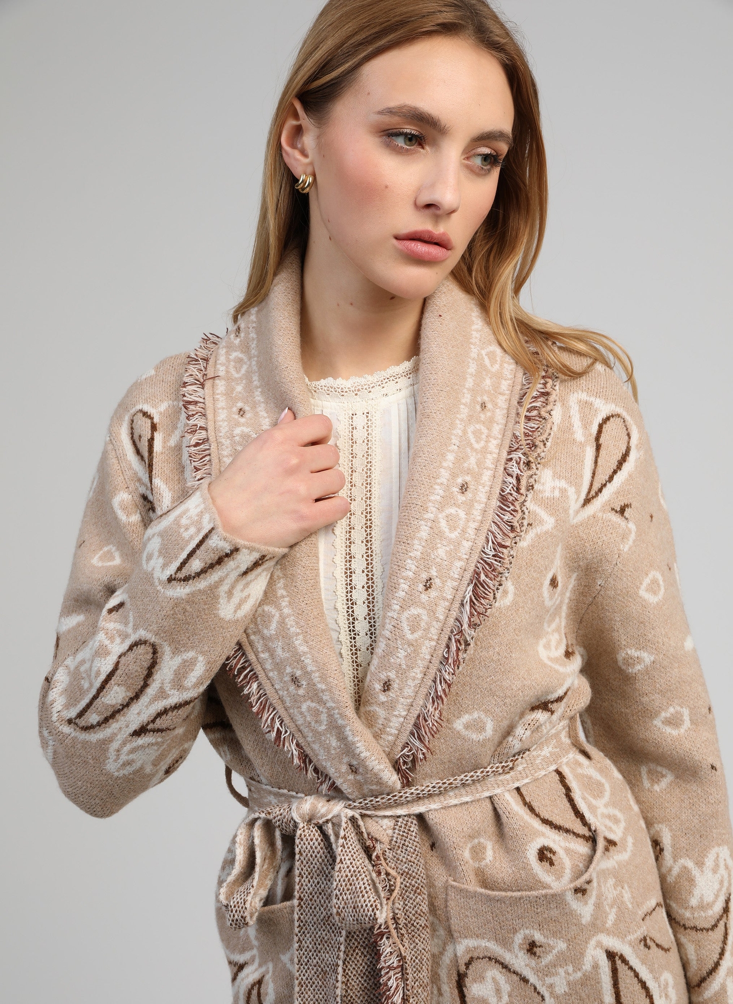 Cardigan à motifs ethniques