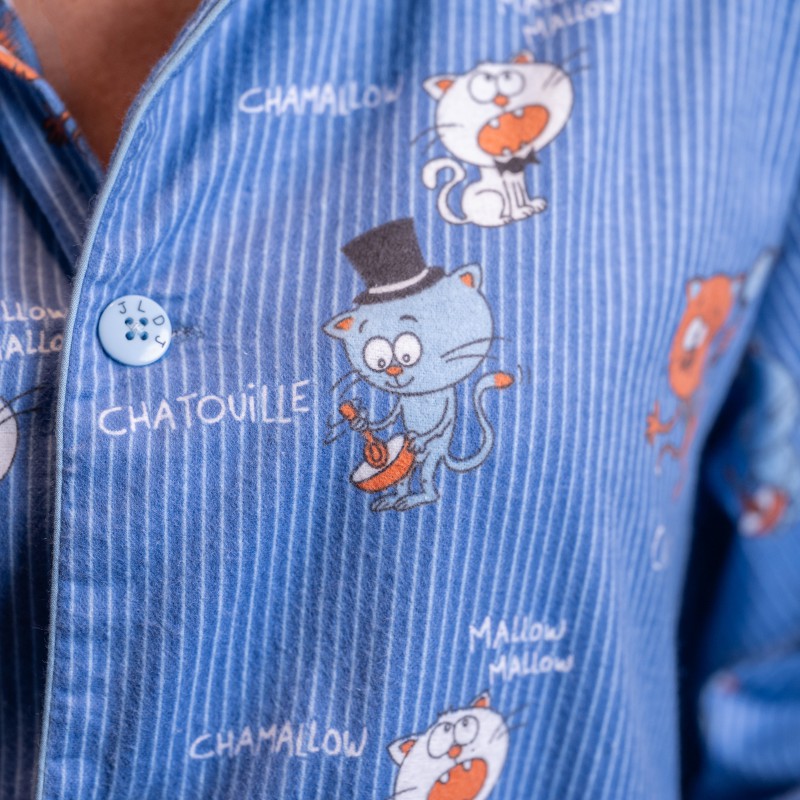 le pyjama rayé blanc, avec des motifs chat détective mixte